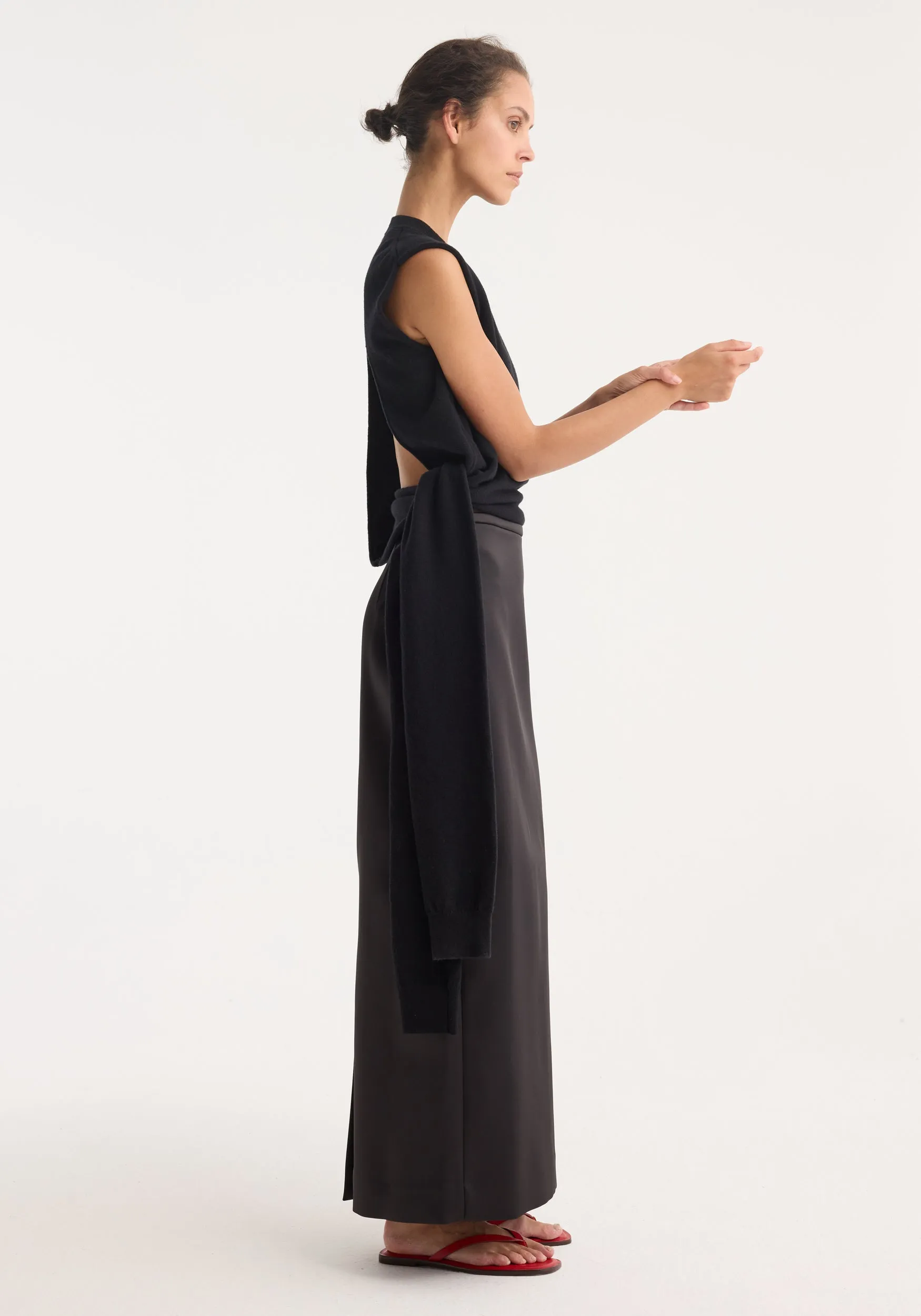 Open-back sash wrap top | black sold by Rohe product image thumbnail 3