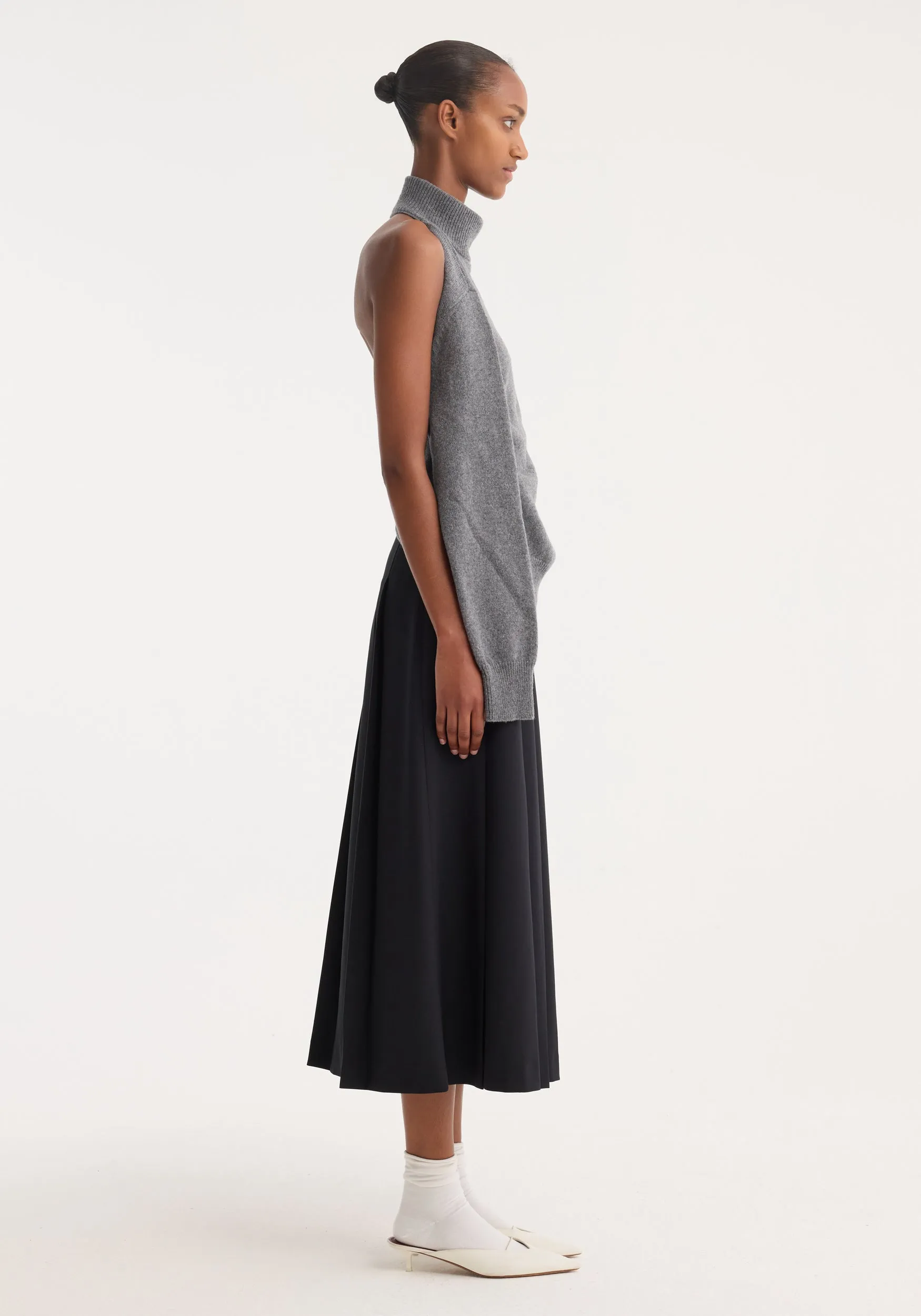 Single sleeve halter top | mid grey melange sold by Rohe product image thumbnail 3