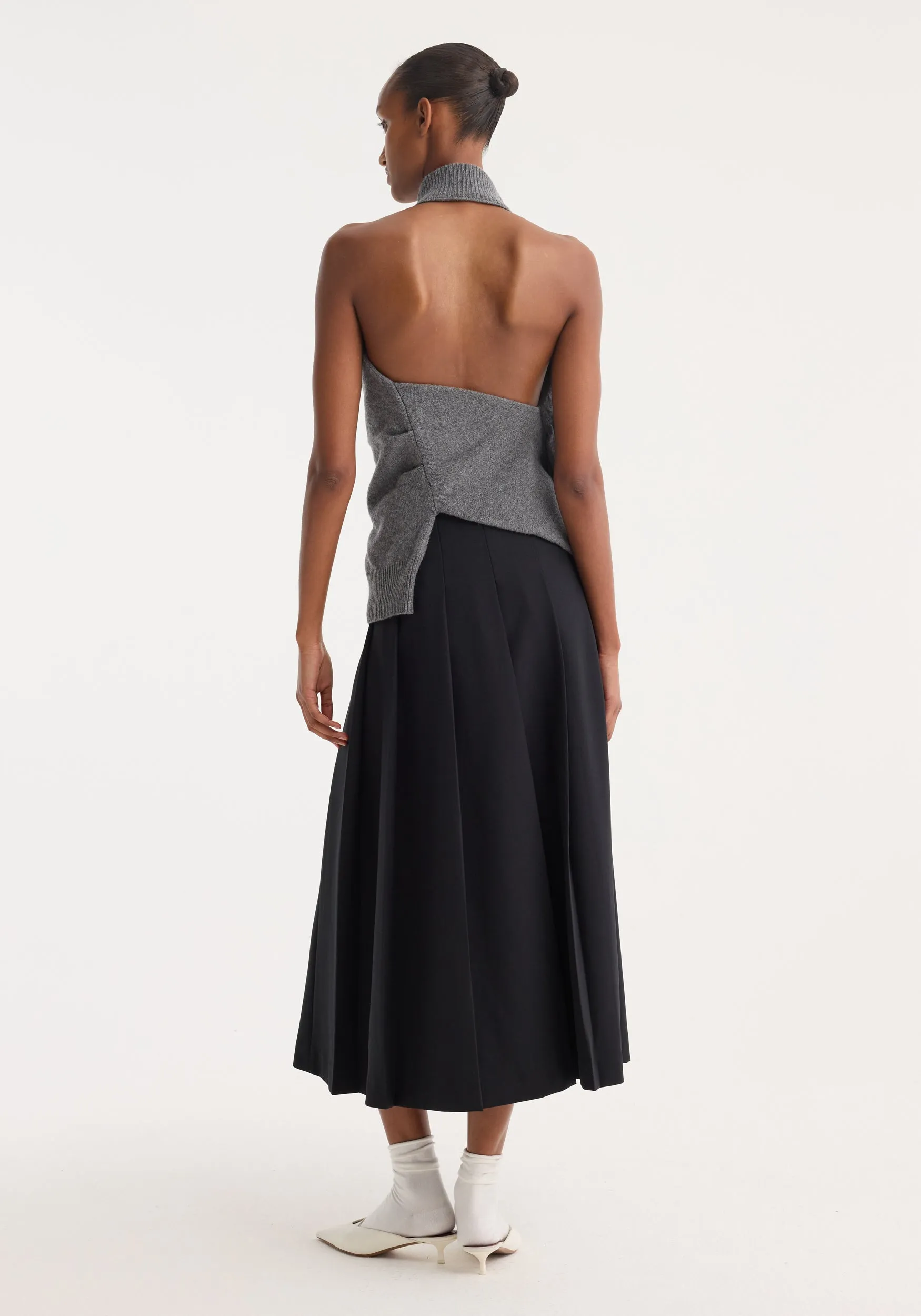 Single sleeve halter top | mid grey melange sold by Rohe product image thumbnail 4