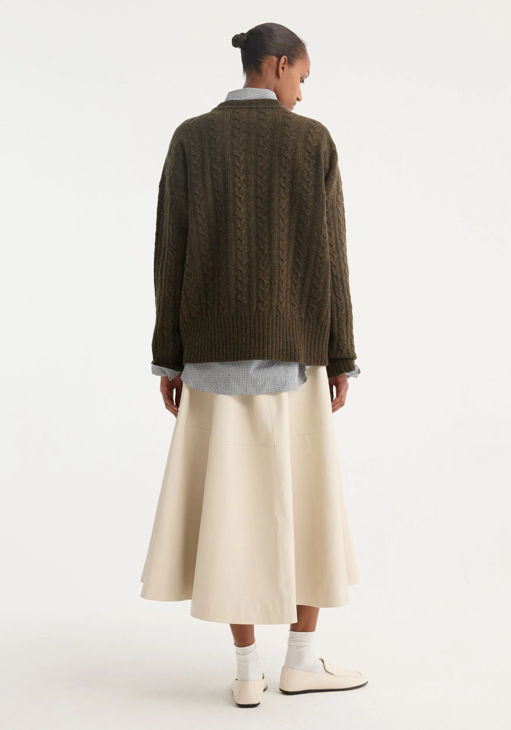 A-line leather skirt | chalk sold by Rohe product image thumbnail 4