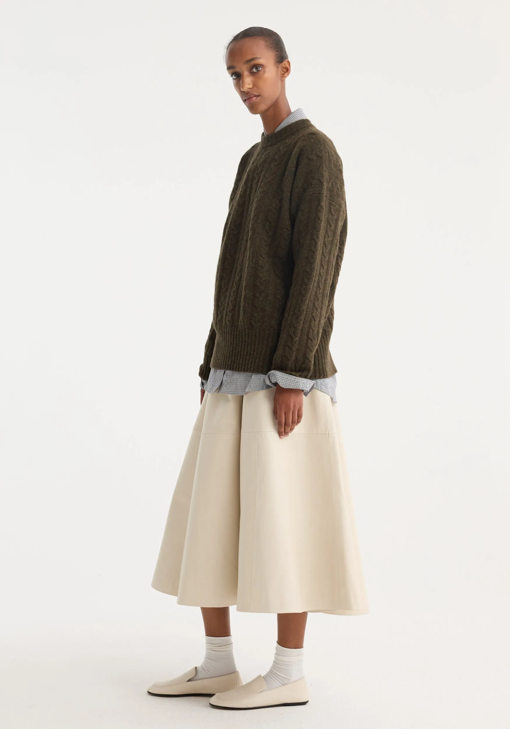 A-line leather skirt | chalk sold by Rohe product image thumbnail 2