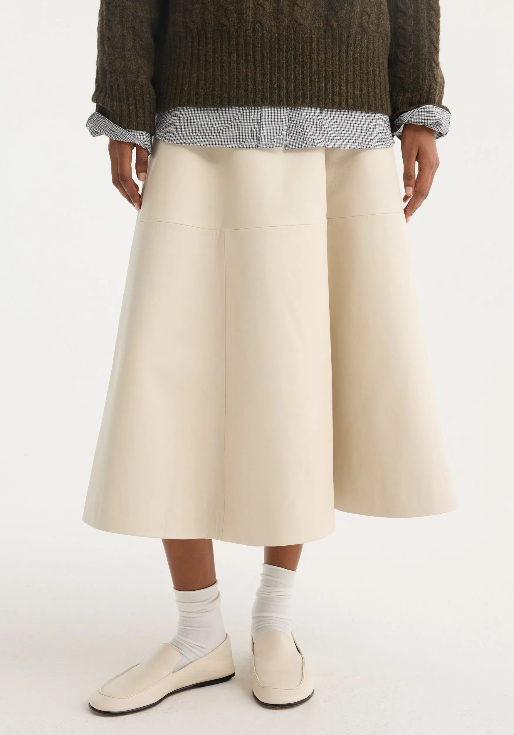 A-line leather skirt | chalk sold by Rohe product image thumbnail 3