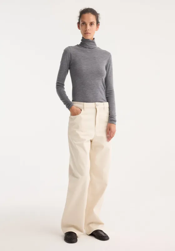 Fine merino turtleneck | mid grey melange sold by Rohe