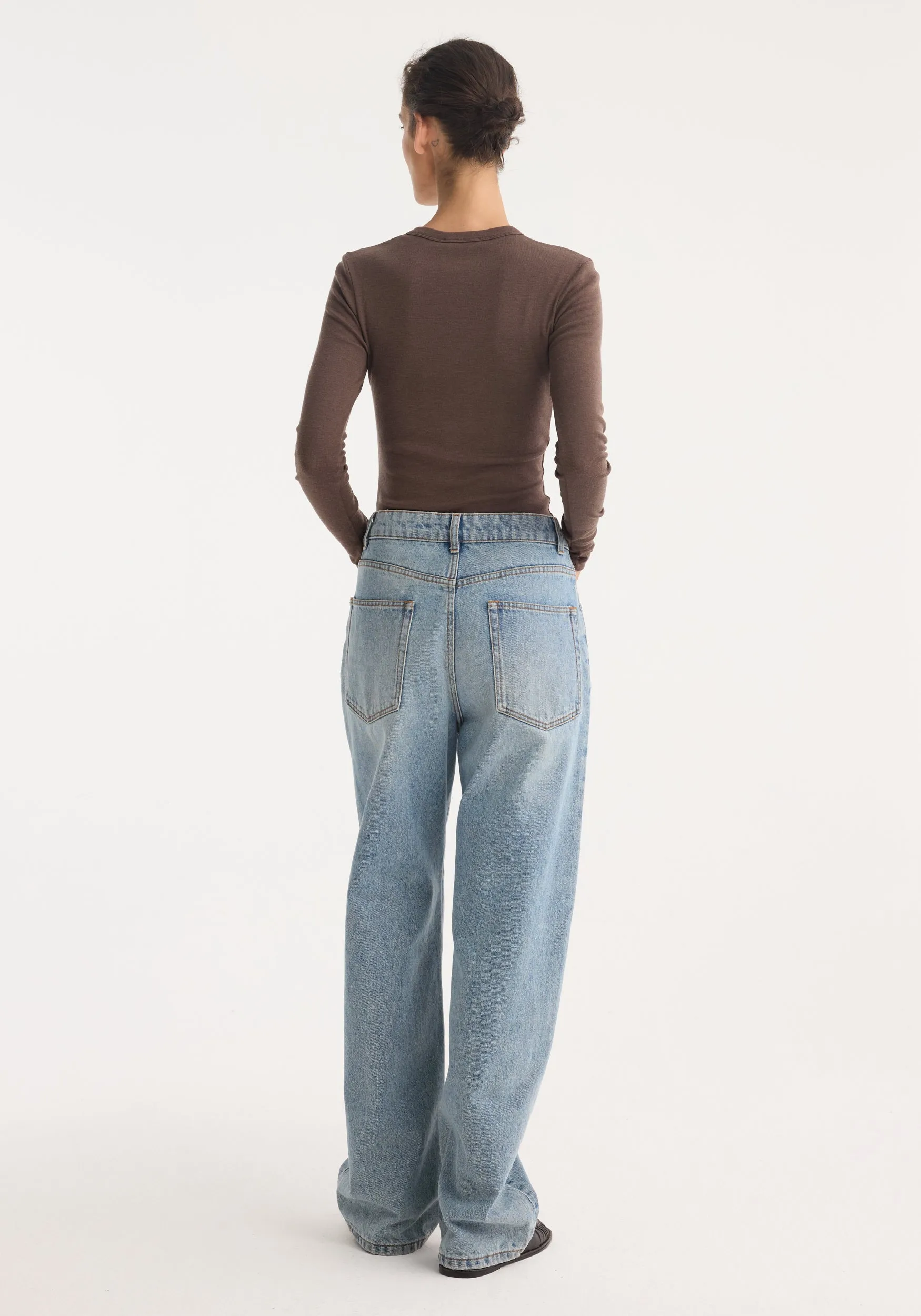 Fine merino long sleeve | brown melange sold by Rohe product image thumbnail 4