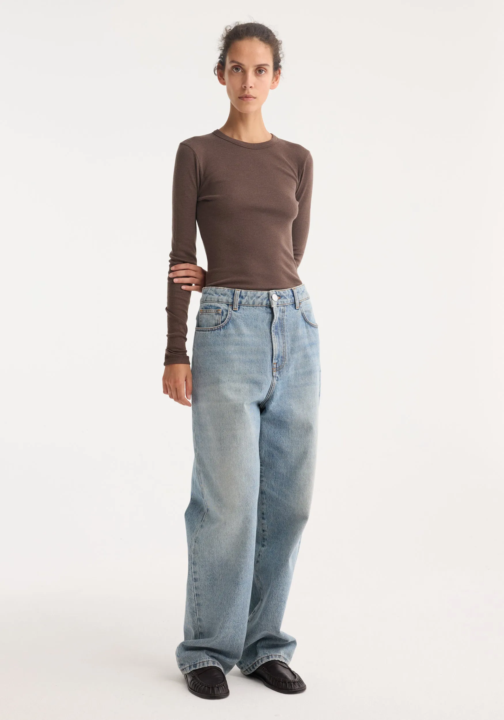 Fine merino long sleeve | brown melange sold by Rohe