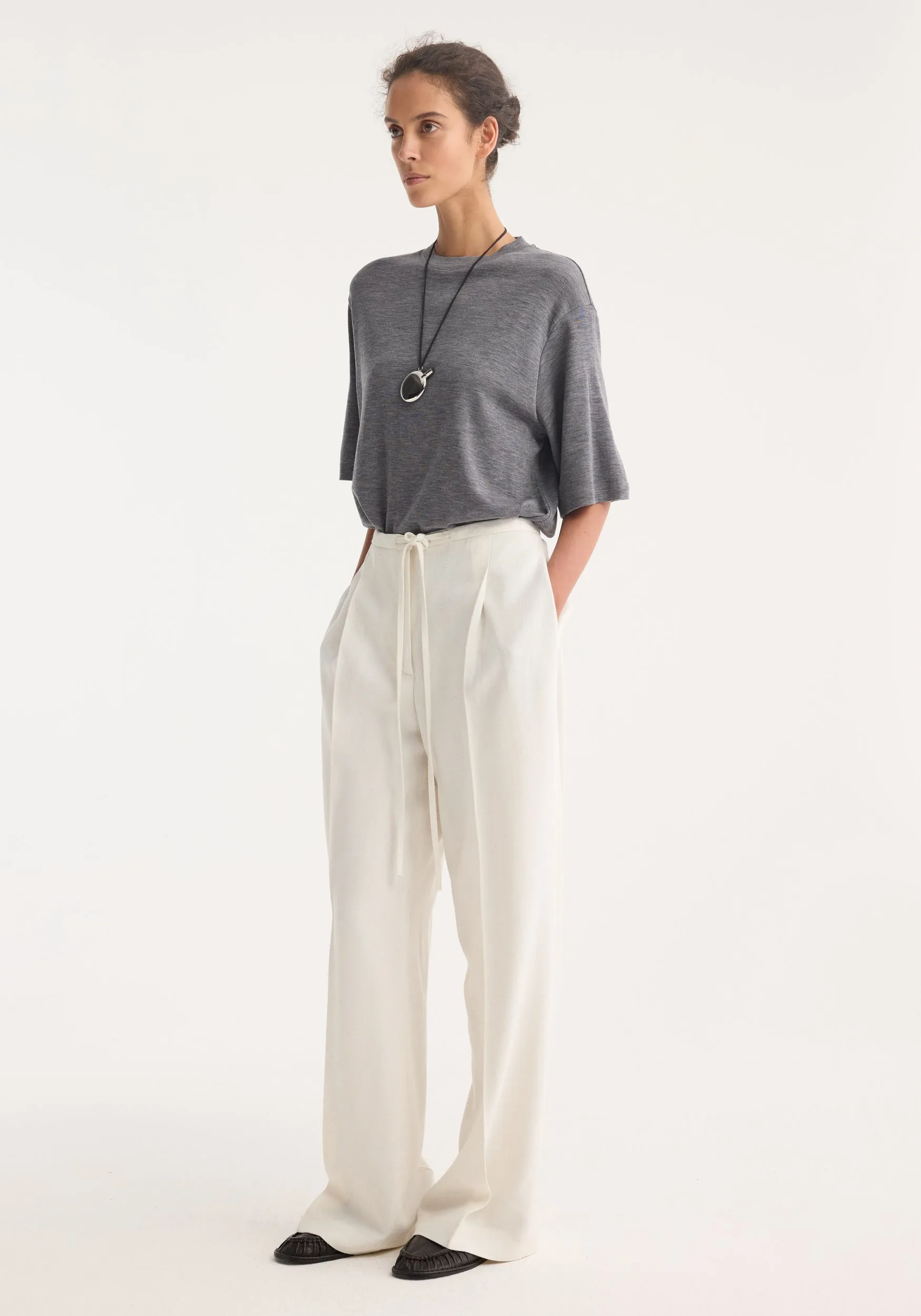 Oversized soft merino t-shirt | mid grey melange sold by Rohe product image thumbnail 3