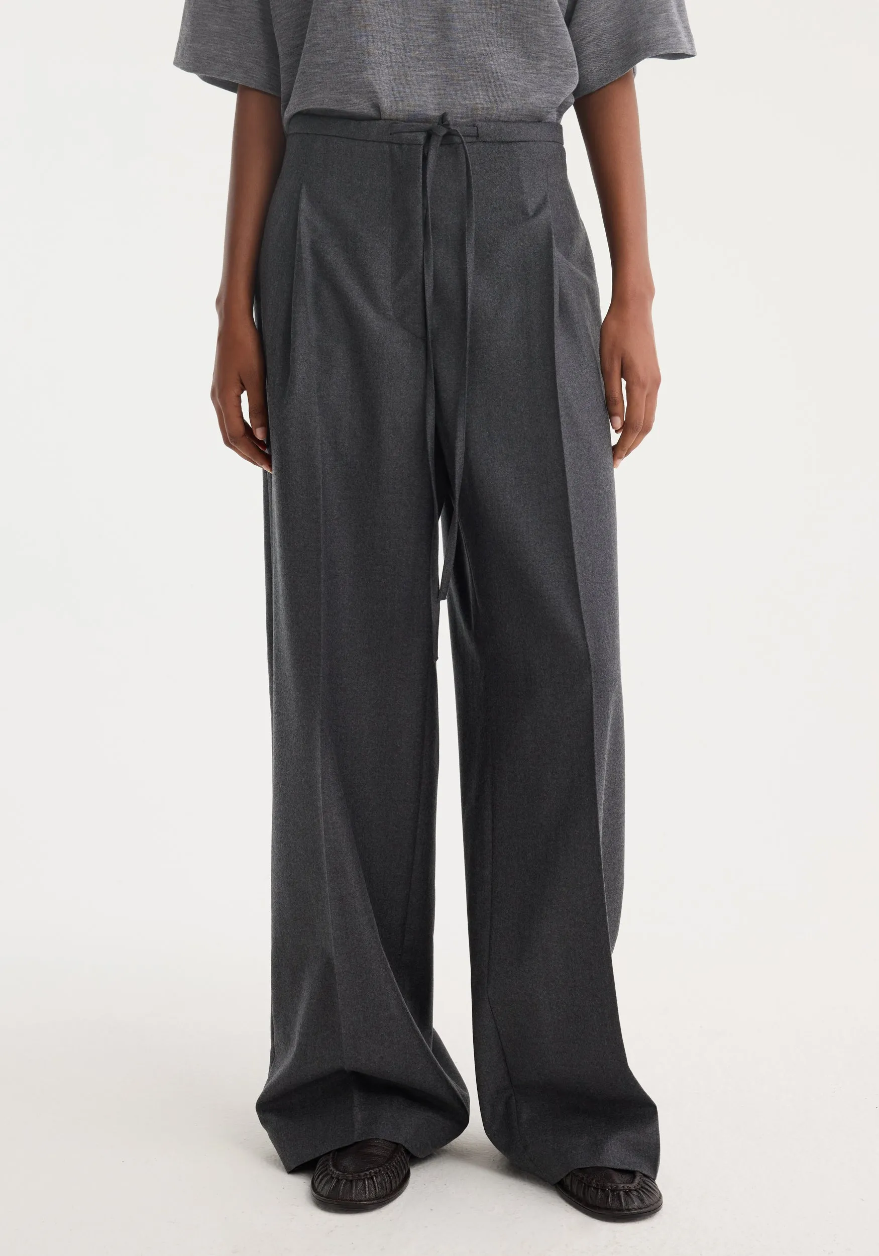 Relaxed soft wool trousers | dark grey melange sold by Rohe product image thumbnail 3