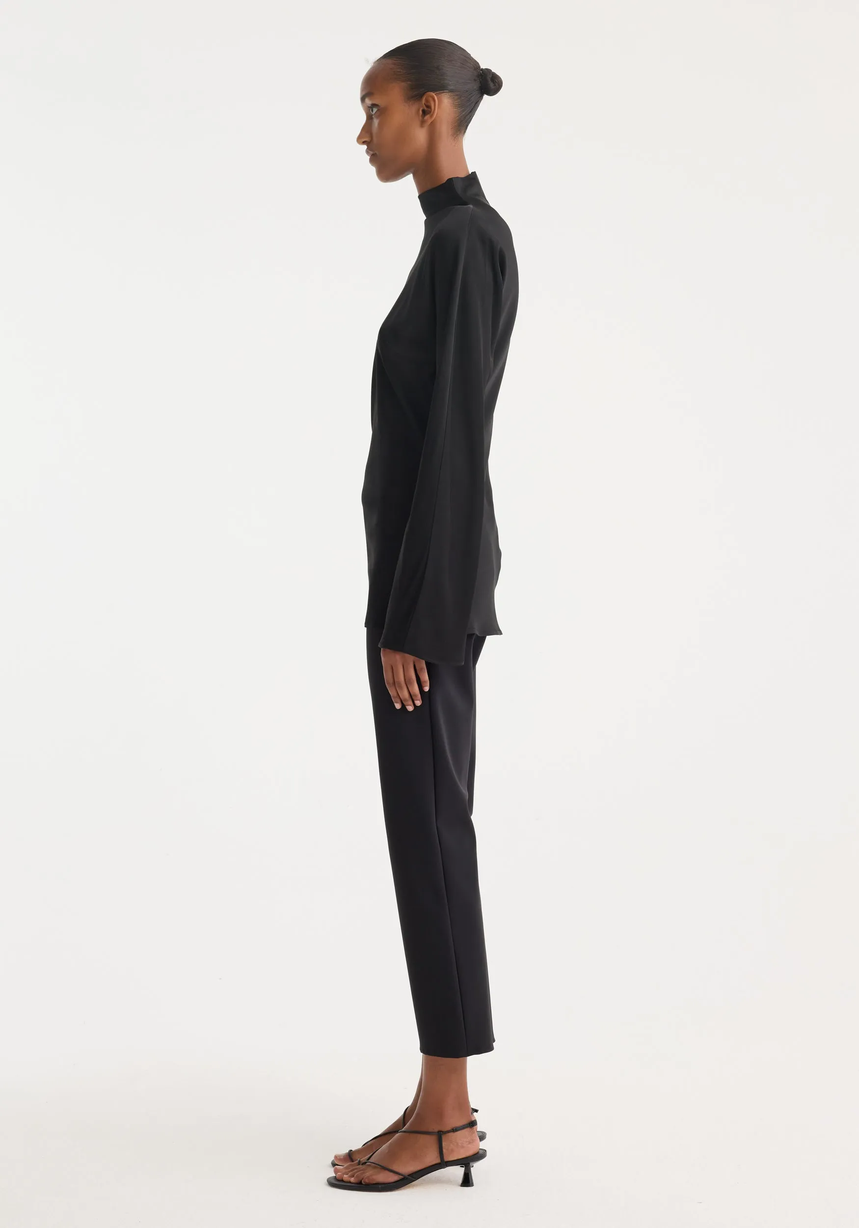 Satin waisted top | black sold by Rohe product image thumbnail 4