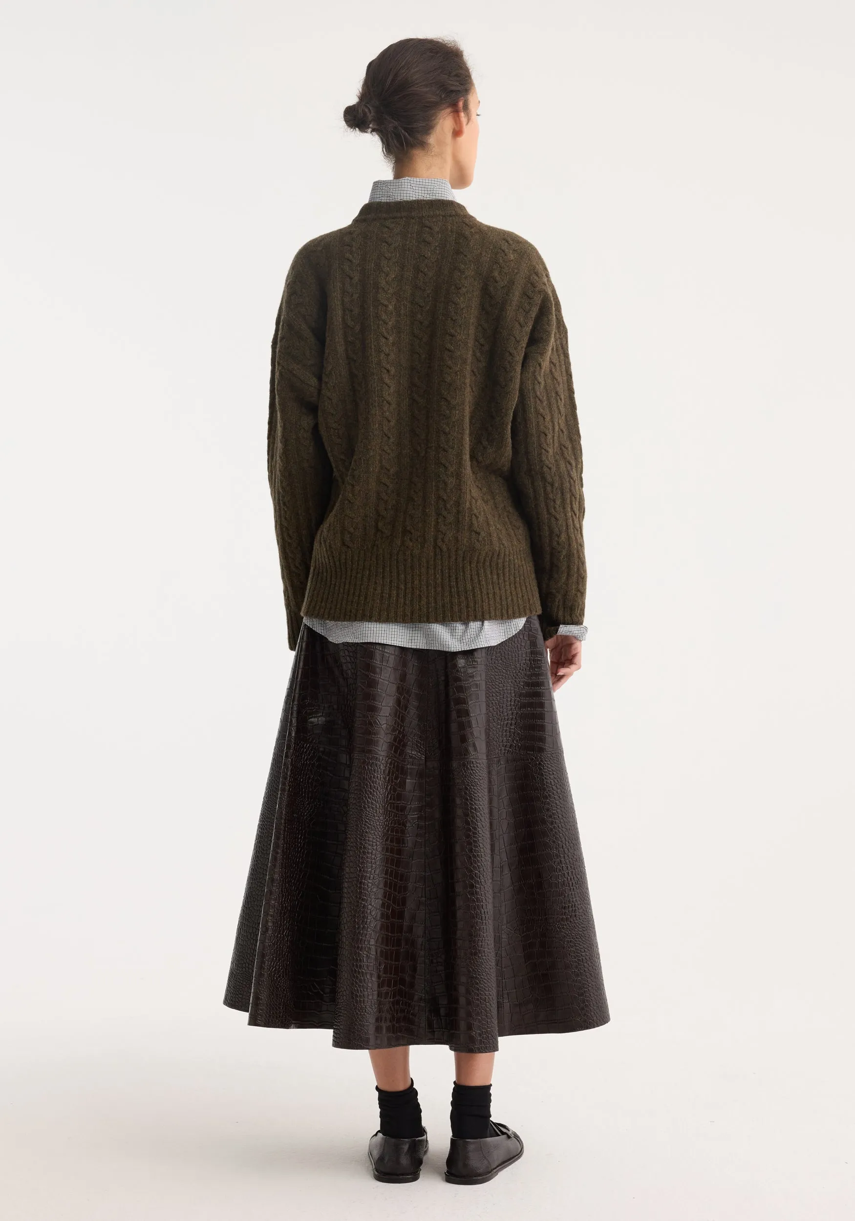 A-line croco skirt | mahogany sold by Rohe product image thumbnail 5