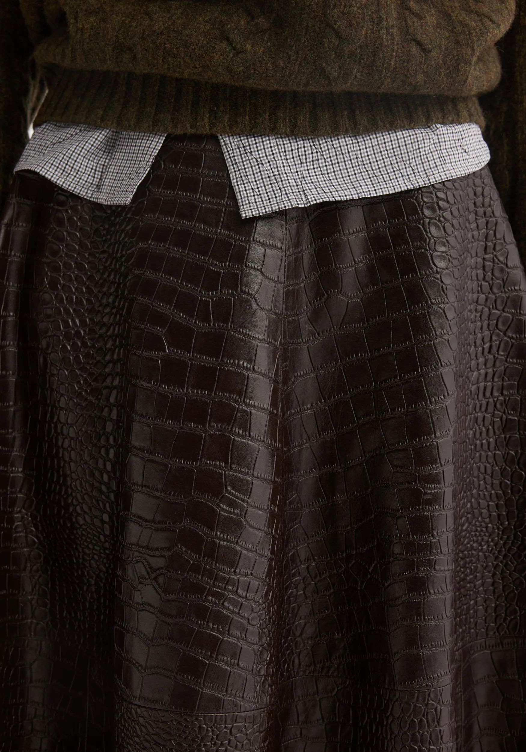 A-line croco skirt | mahogany sold by Rohe product image thumbnail 4