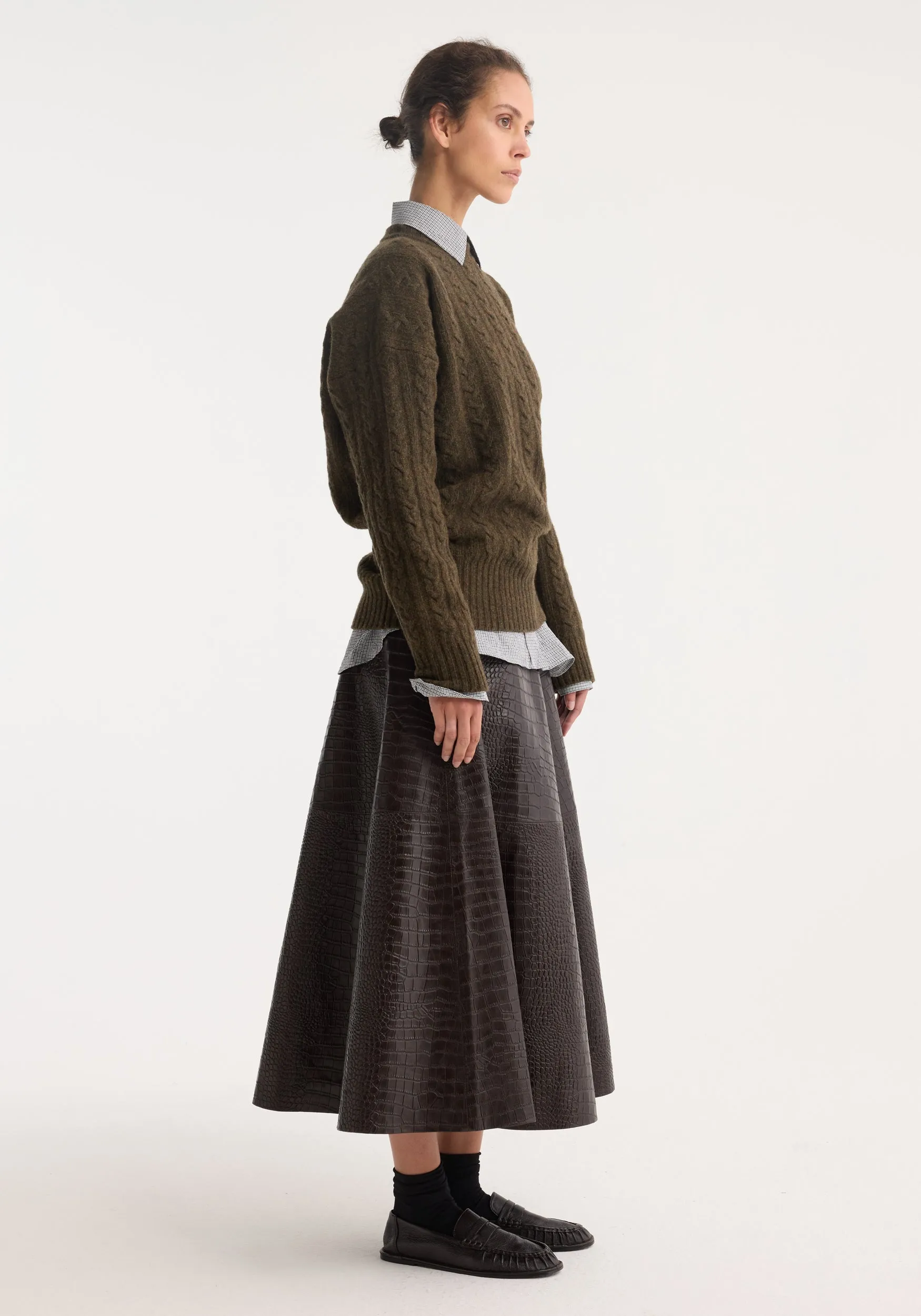 A-line croco skirt | mahogany sold by Rohe product image thumbnail 2