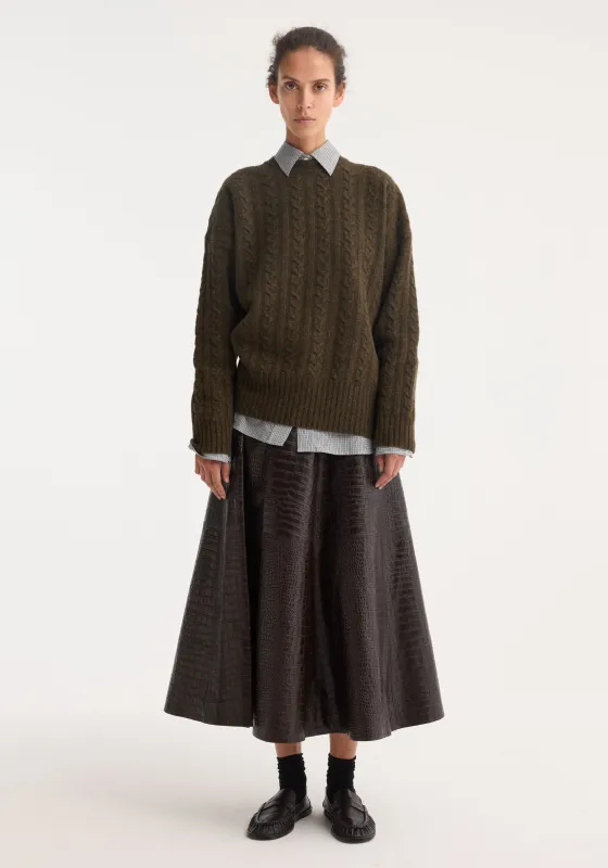 A-line croco skirt | mahogany made by Rohe