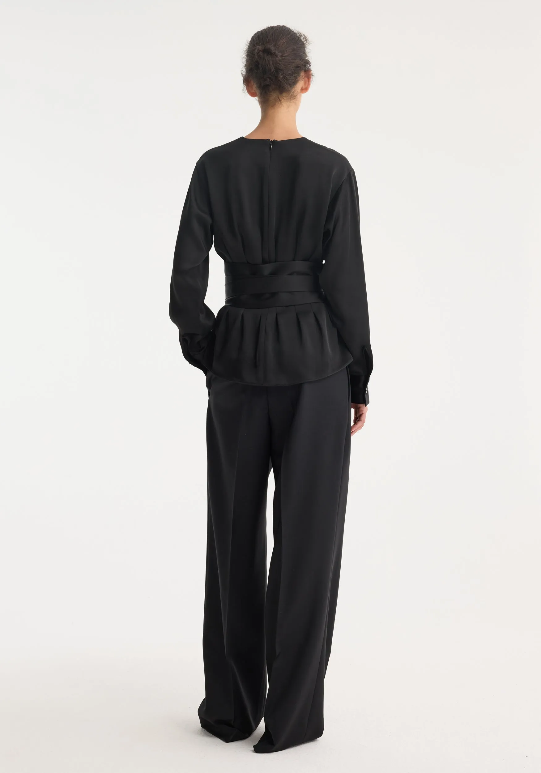 Kimono satin top | black sold by Rohe product image thumbnail 4