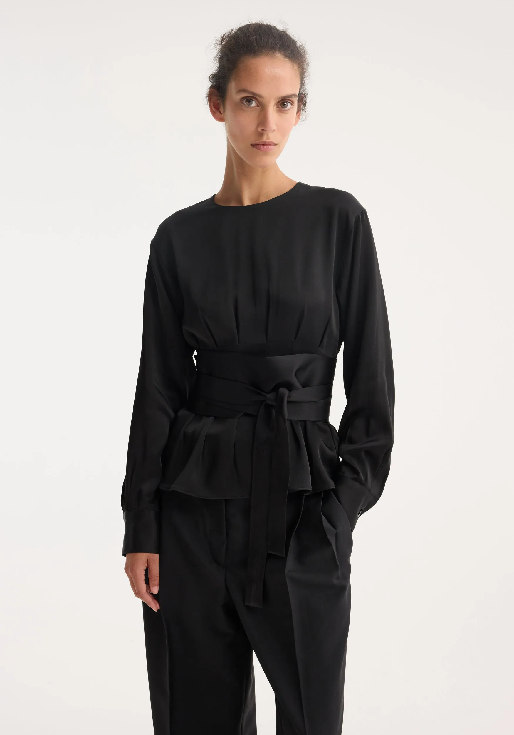 Kimono satin top | black sold by Rohe product image thumbnail 2
