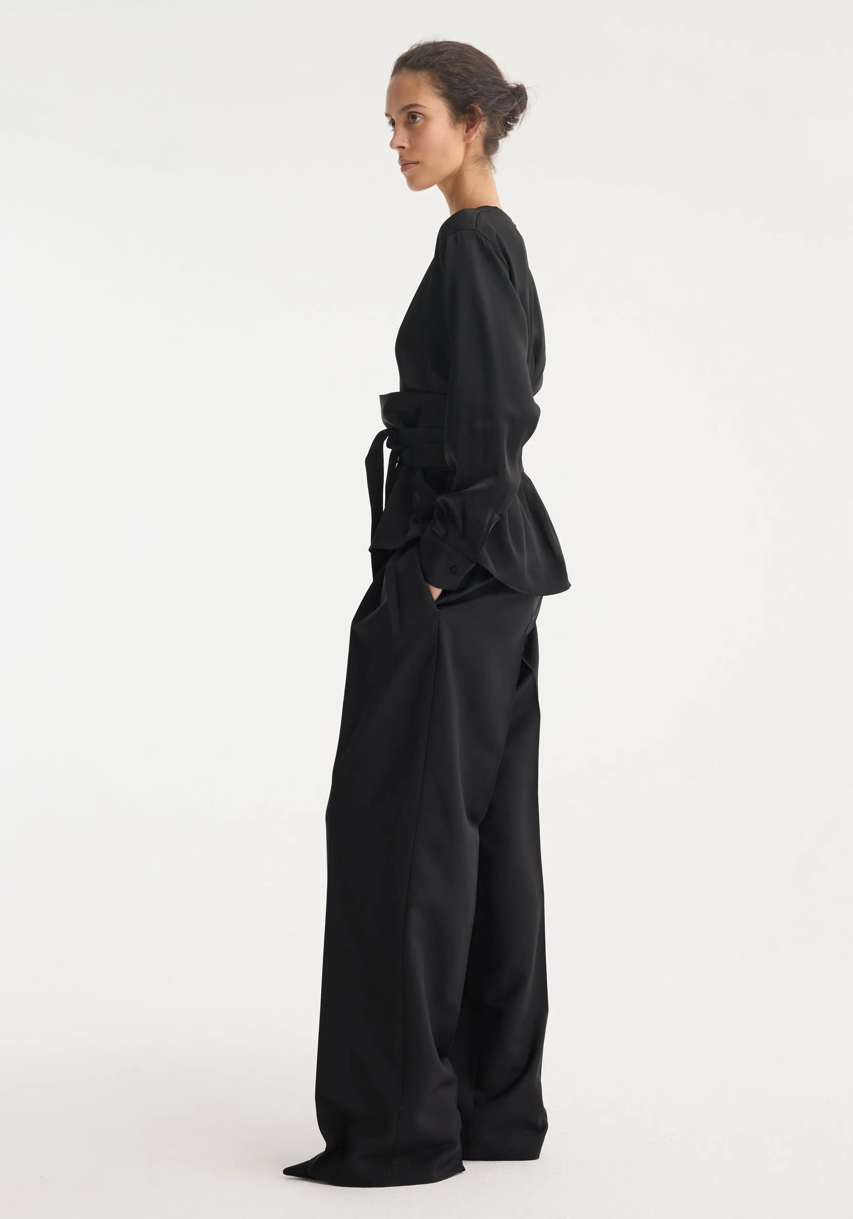 Kimono satin top | black sold by Rohe product image thumbnail 3