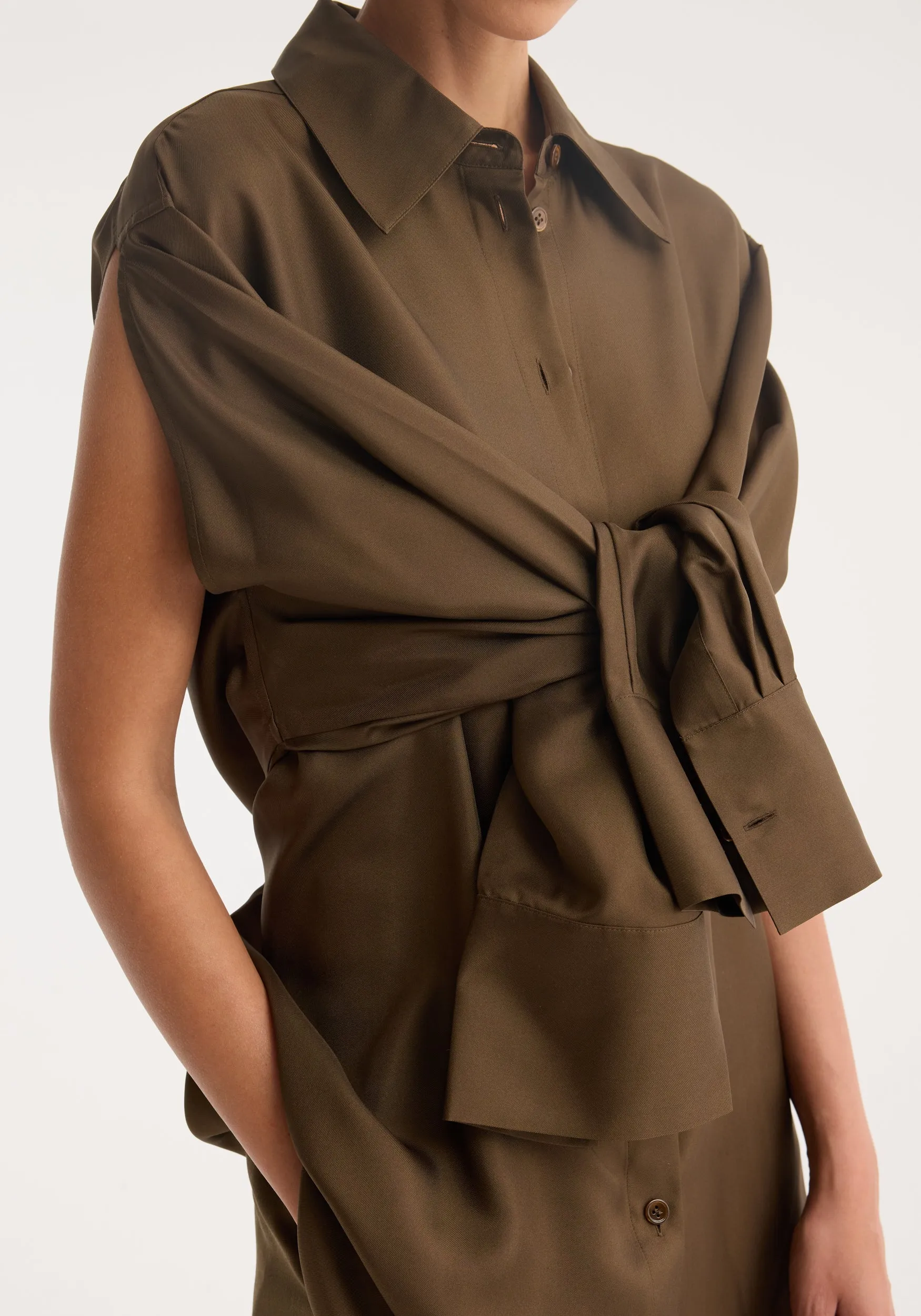 Silk gilet-shirt | forest sold by Rohe product image thumbnail 5