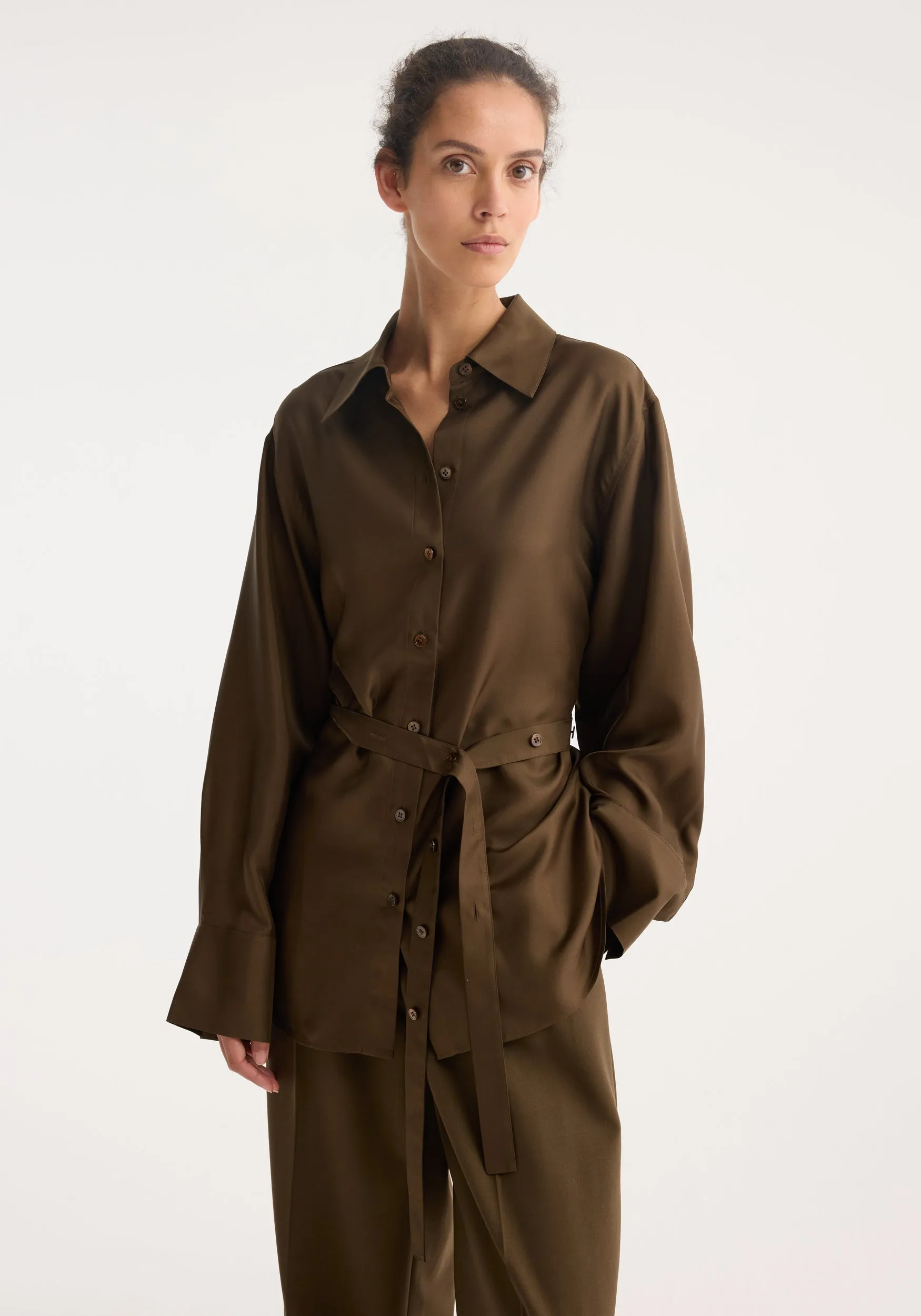 Silk gilet-shirt | forest sold by Rohe product image thumbnail 2