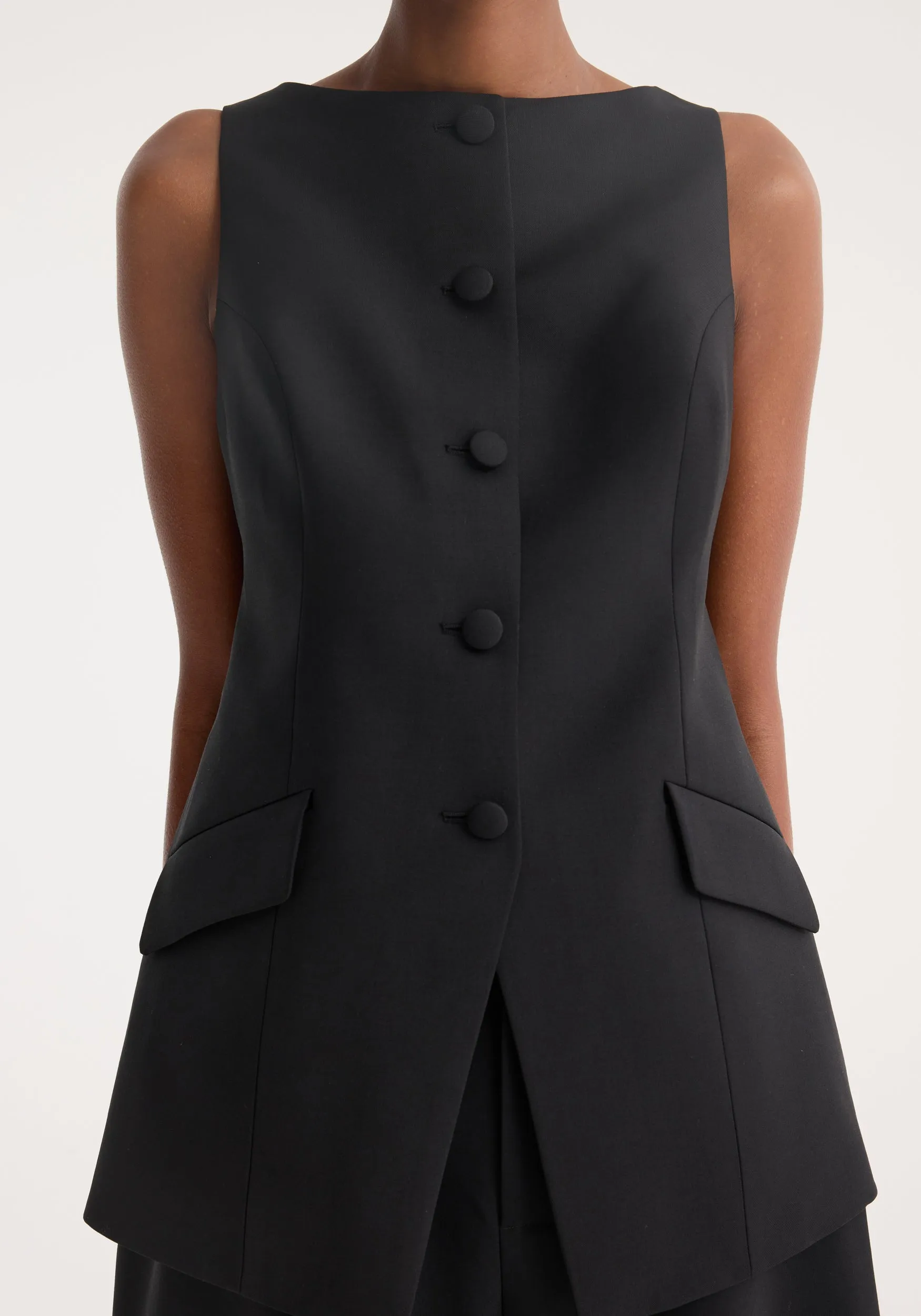 Boat-neck waistcoat | black sold by Rohe product image thumbnail 2