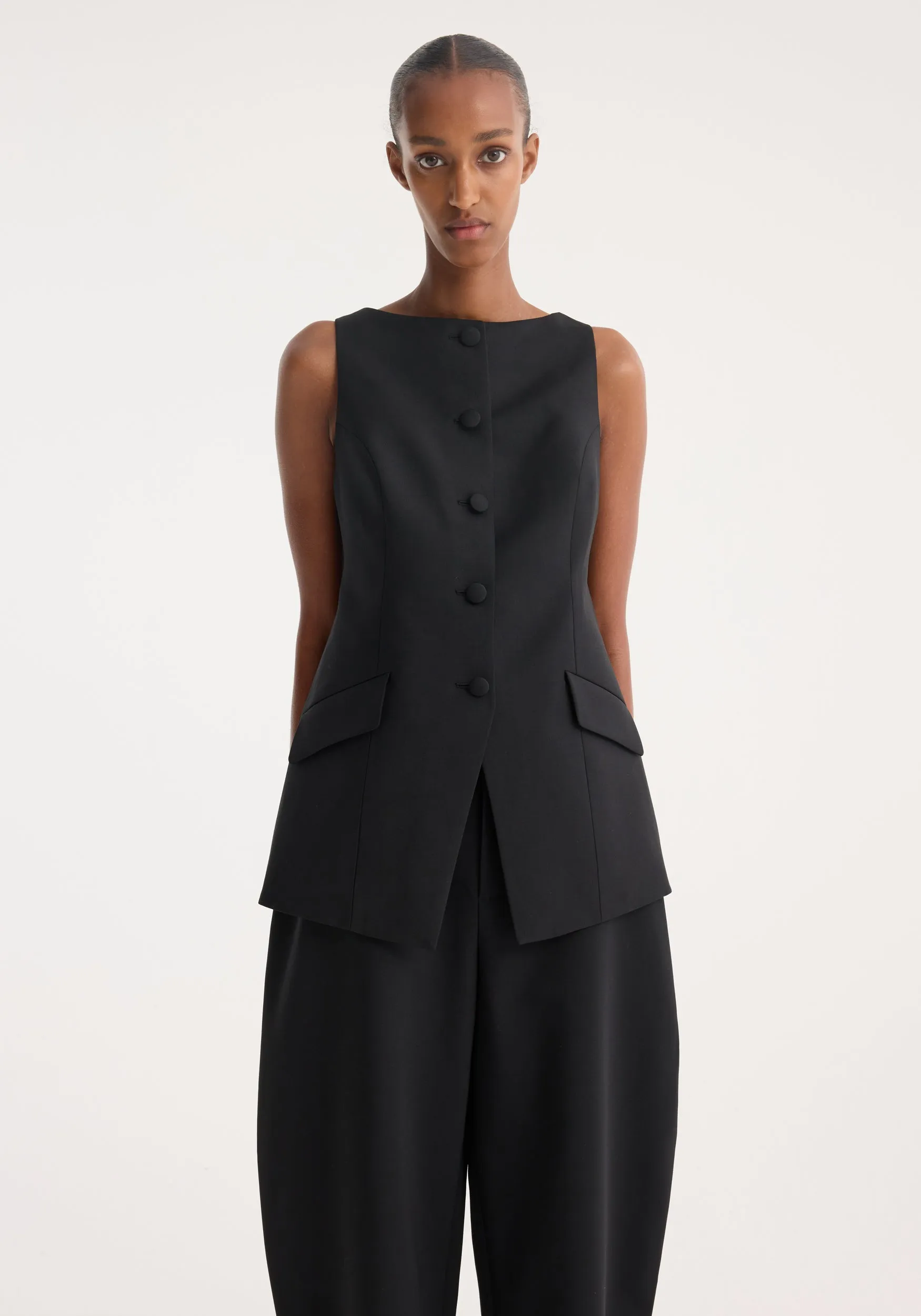 Boat-neck waistcoat | black sold by Rohe product image thumbnail 4