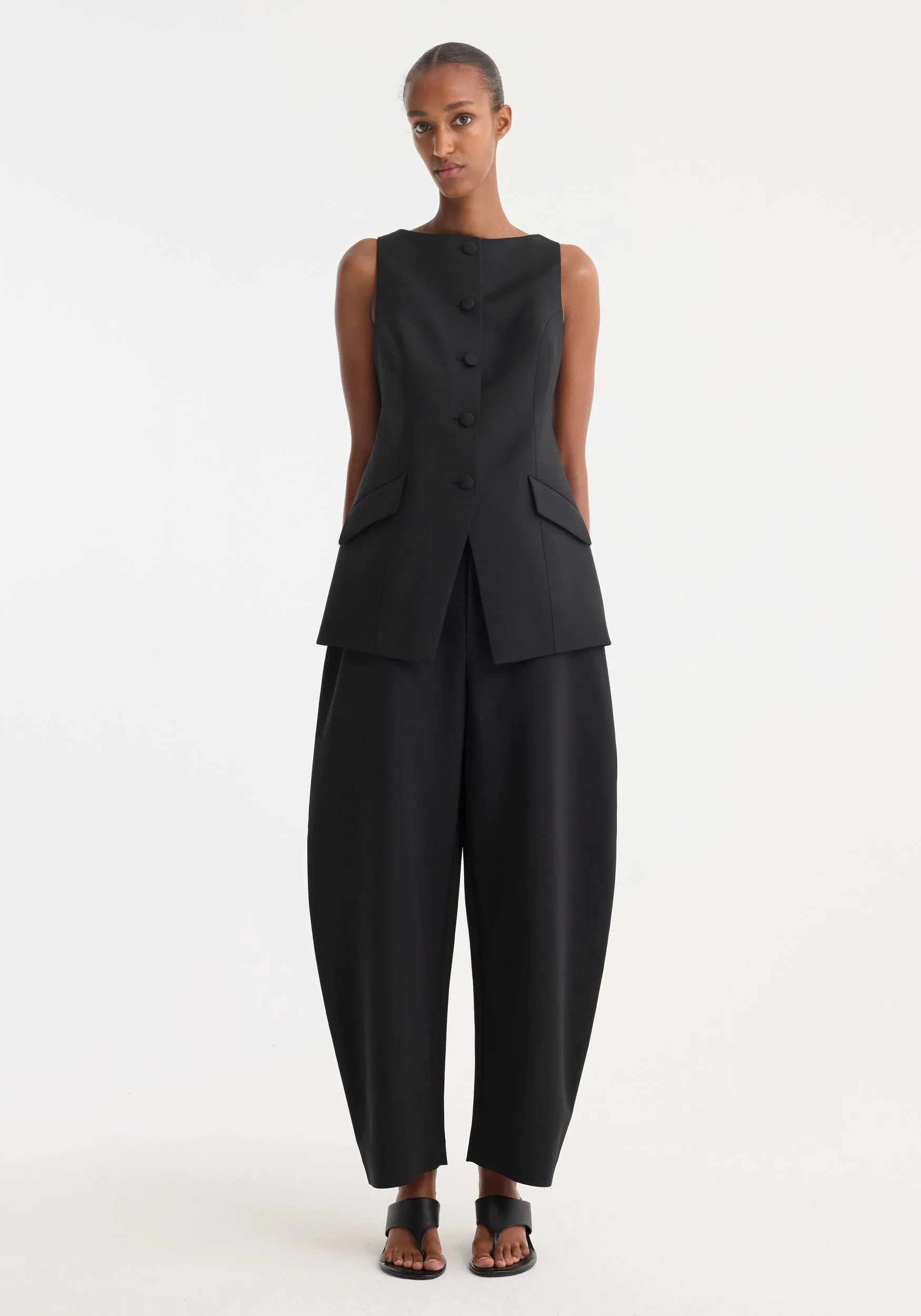 Boat-neck waistcoat | black sold by Rohe
