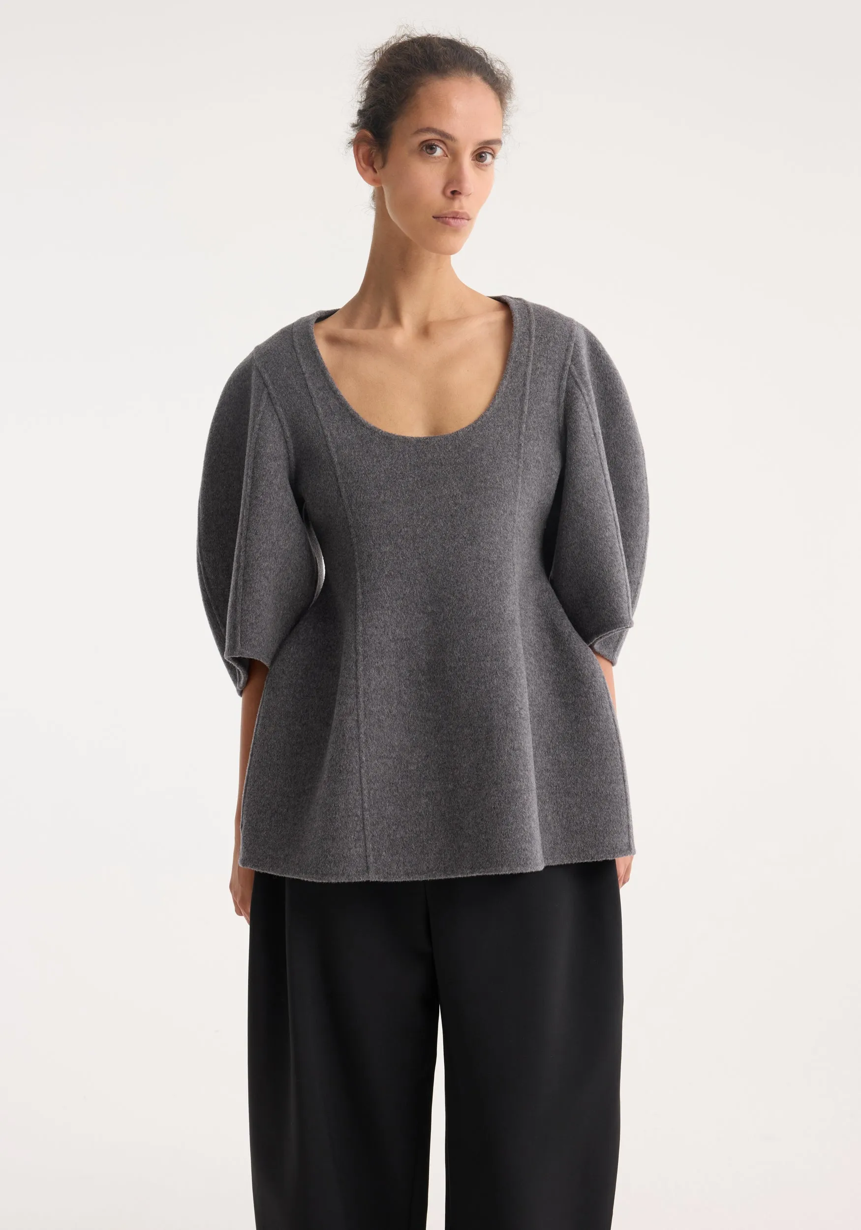Sculptural double-faced top | mid grey melange sold by Rohe product image thumbnail 2