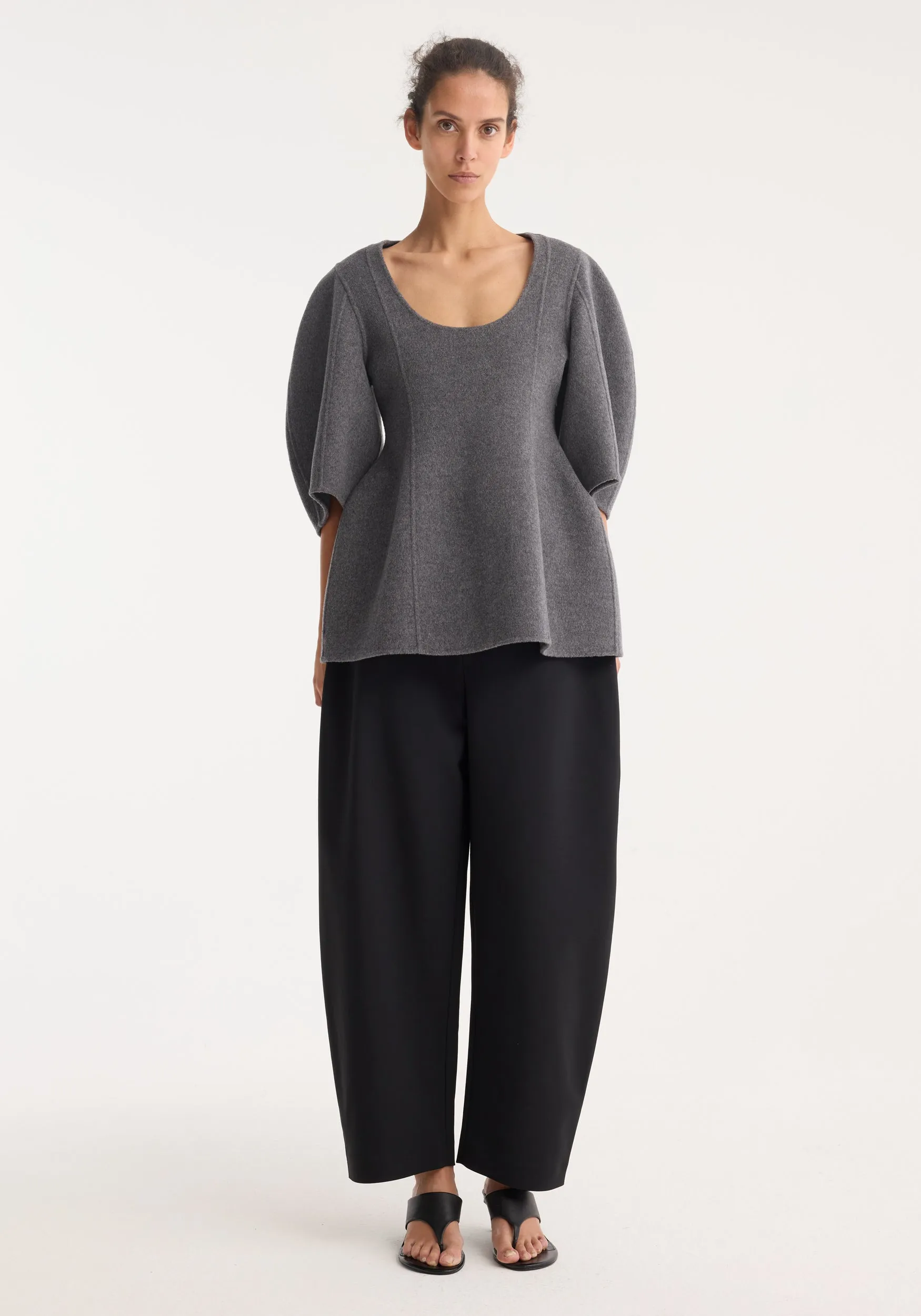 Sculptural double-faced top | mid grey melange sold by Rohe
