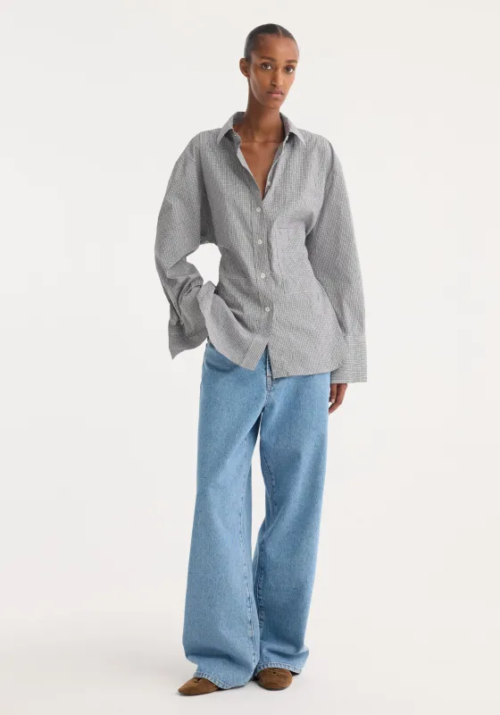 Crushed checked shaped shirt | mini grey check made by Rohe