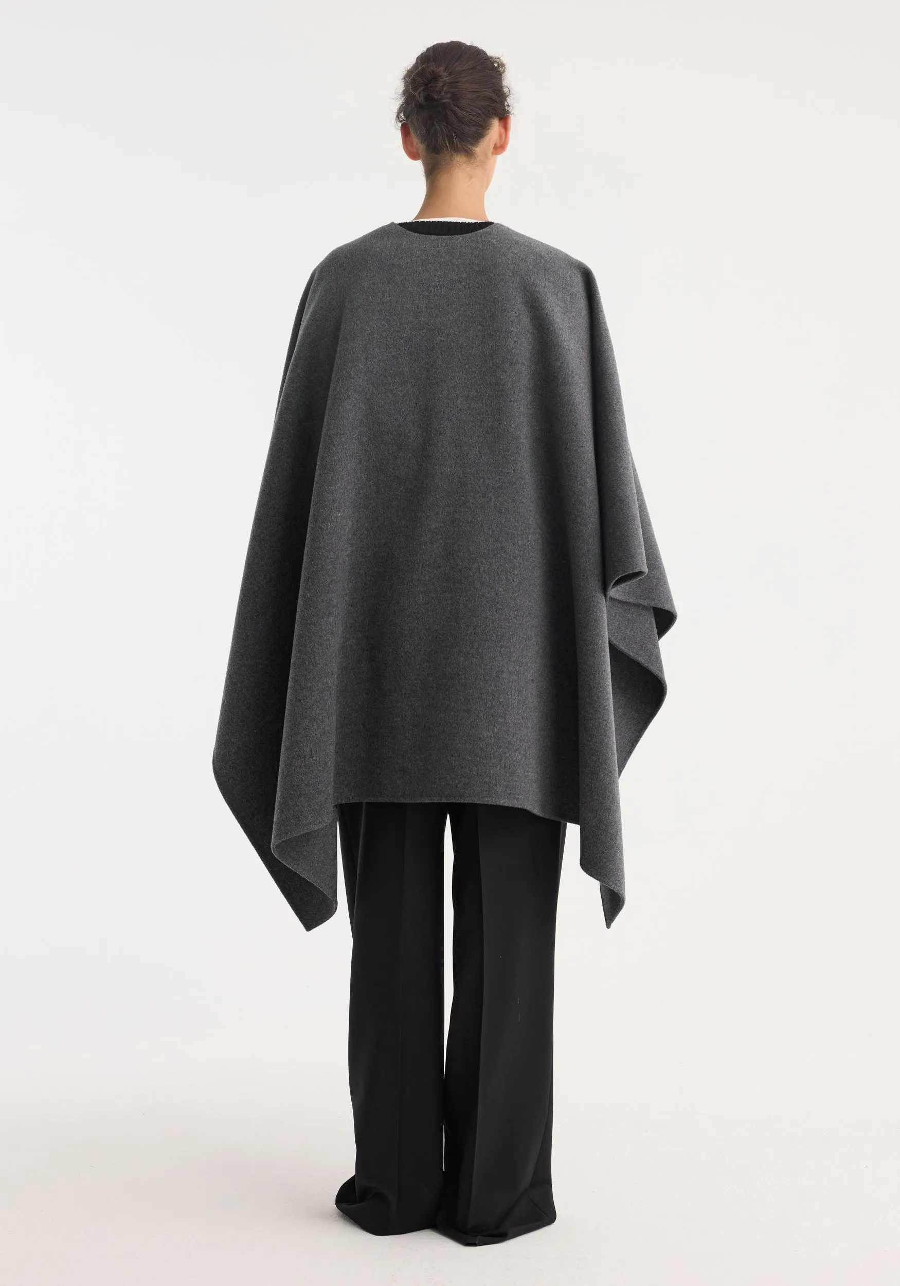 Double-faced belted poncho | mid grey melange sold by Rohe product image thumbnail 5