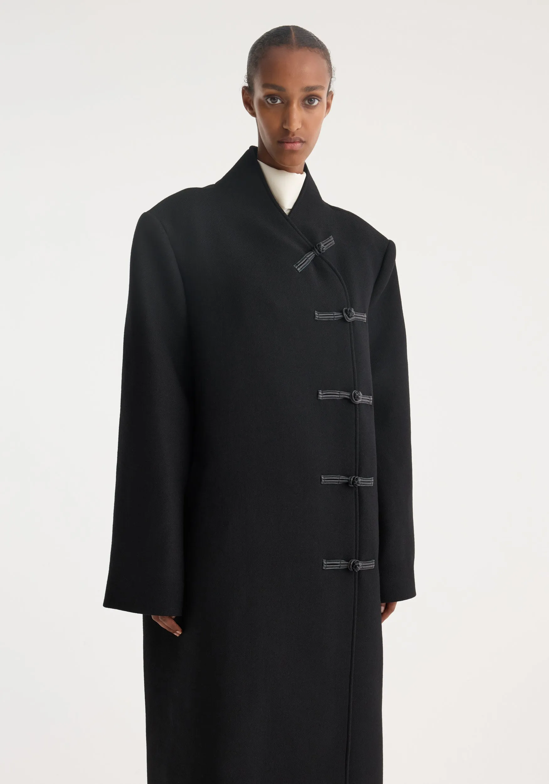 Mandarin wool coat | black sold by Rohe product image thumbnail 4