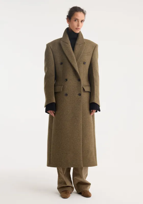 Hourglass wool coat | forest melange sold by Rohe