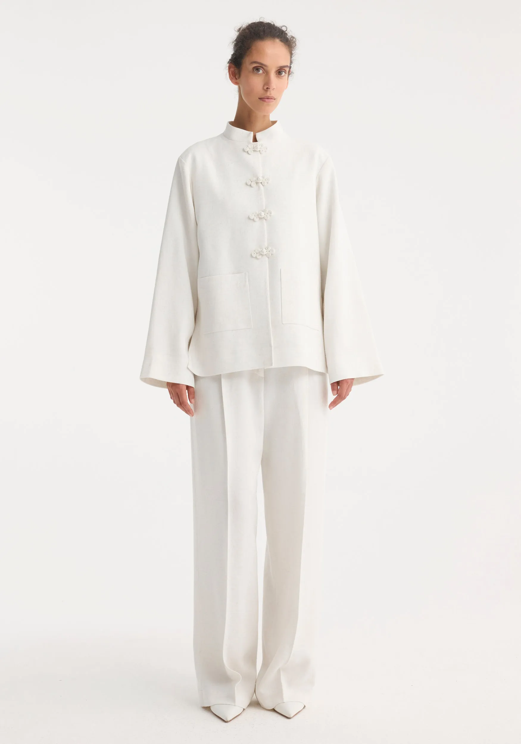 Mandarin jacket | winter white sold by Rohe