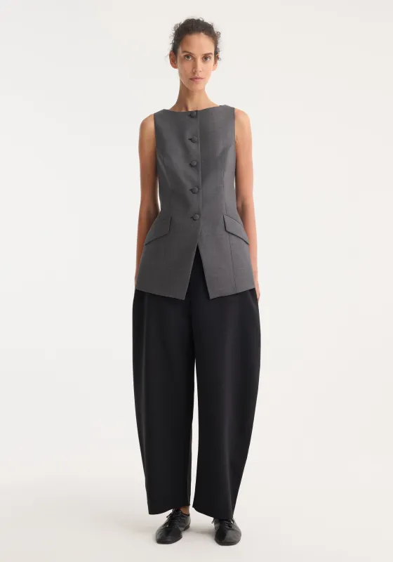 Boat-neck waistcoat | dark grey melange made by Rohe
