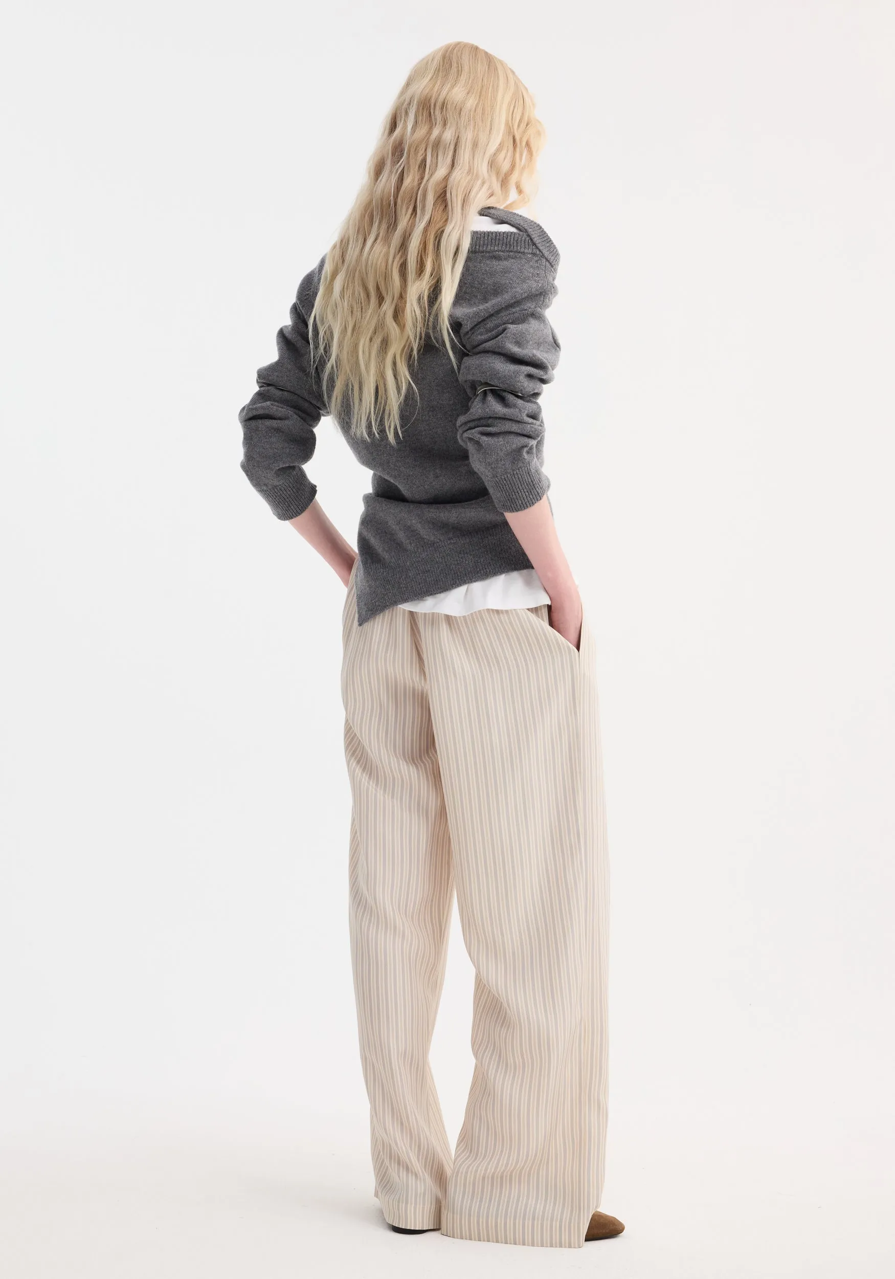 Wide leg silk trousers | classic stripe sold by Rohe product image thumbnail 5