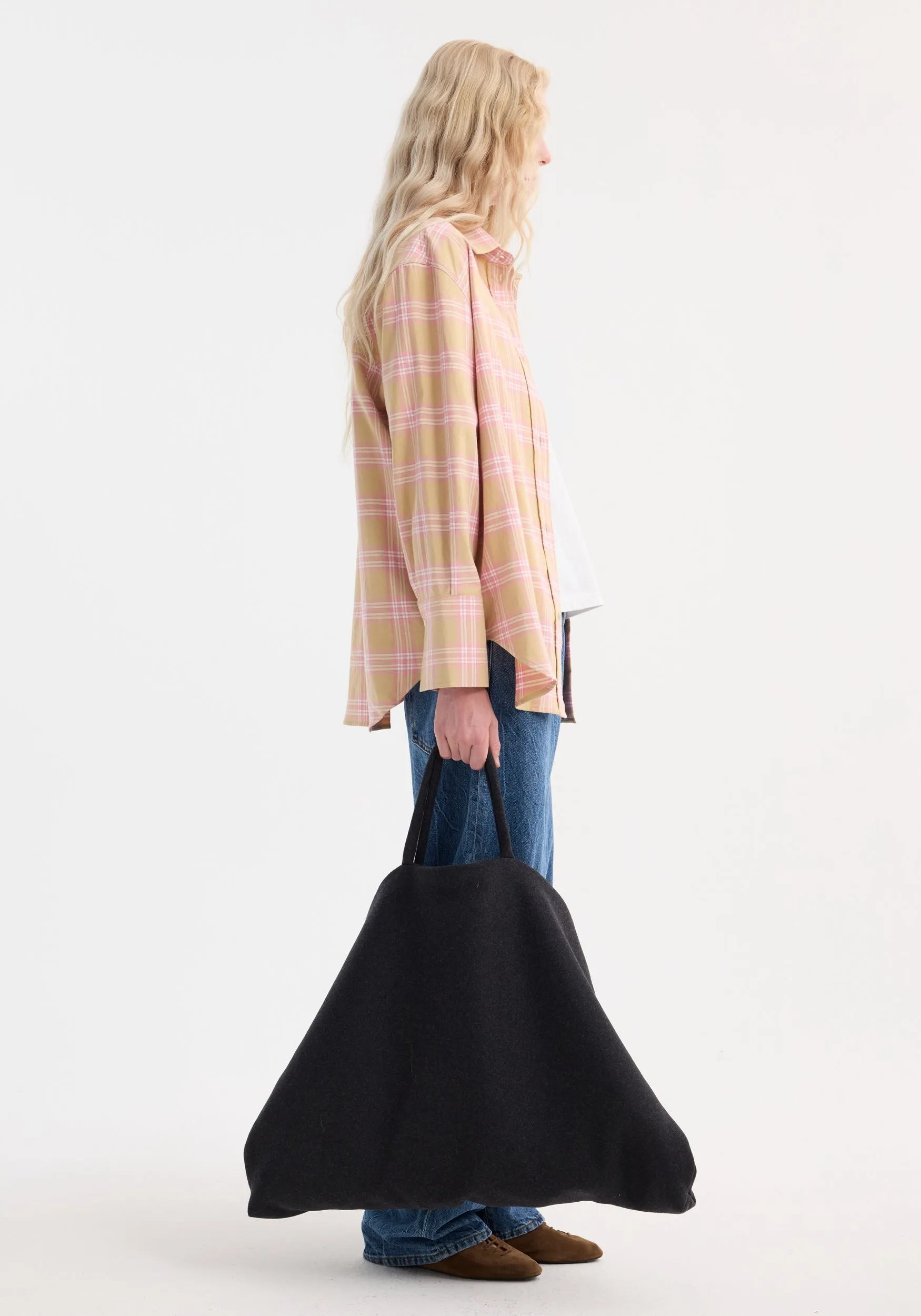 Check flannel overshirt | pink beige check sold by Rohe product image thumbnail 4