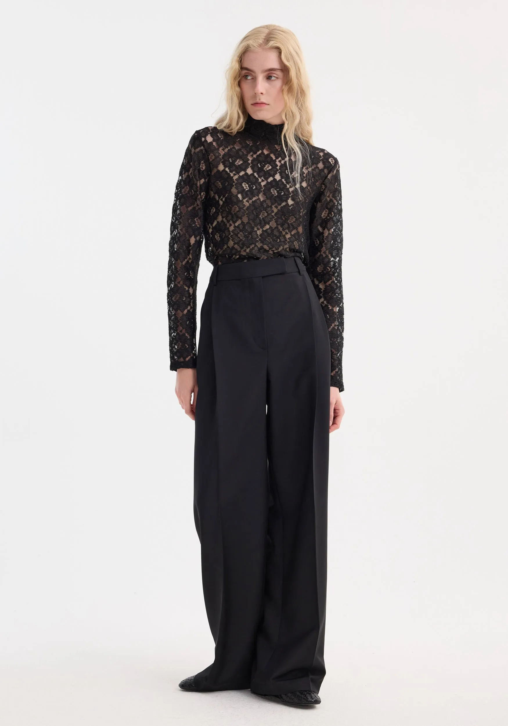 Lace turtleneck top | black sold by Rohe product image thumbnail 4