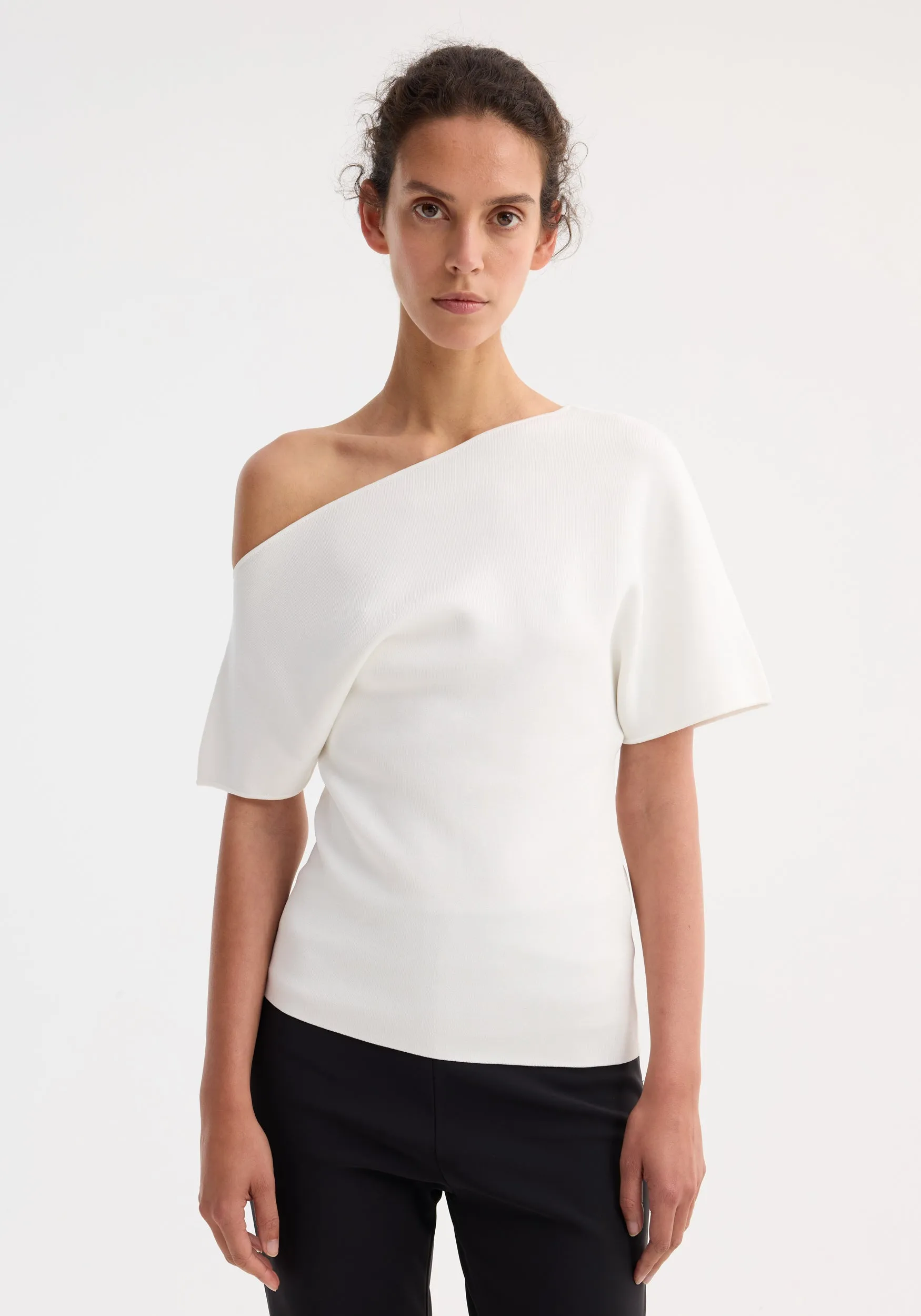 Asymmetrical Punto Milano knitted top | off white sold by Rohe product image thumbnail 3