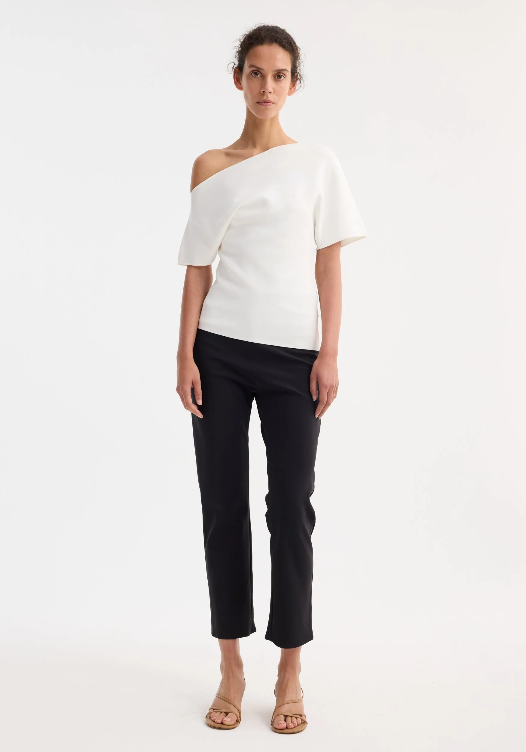 Asymmetrical Punto Milano knitted top | off white sold by Rohe
