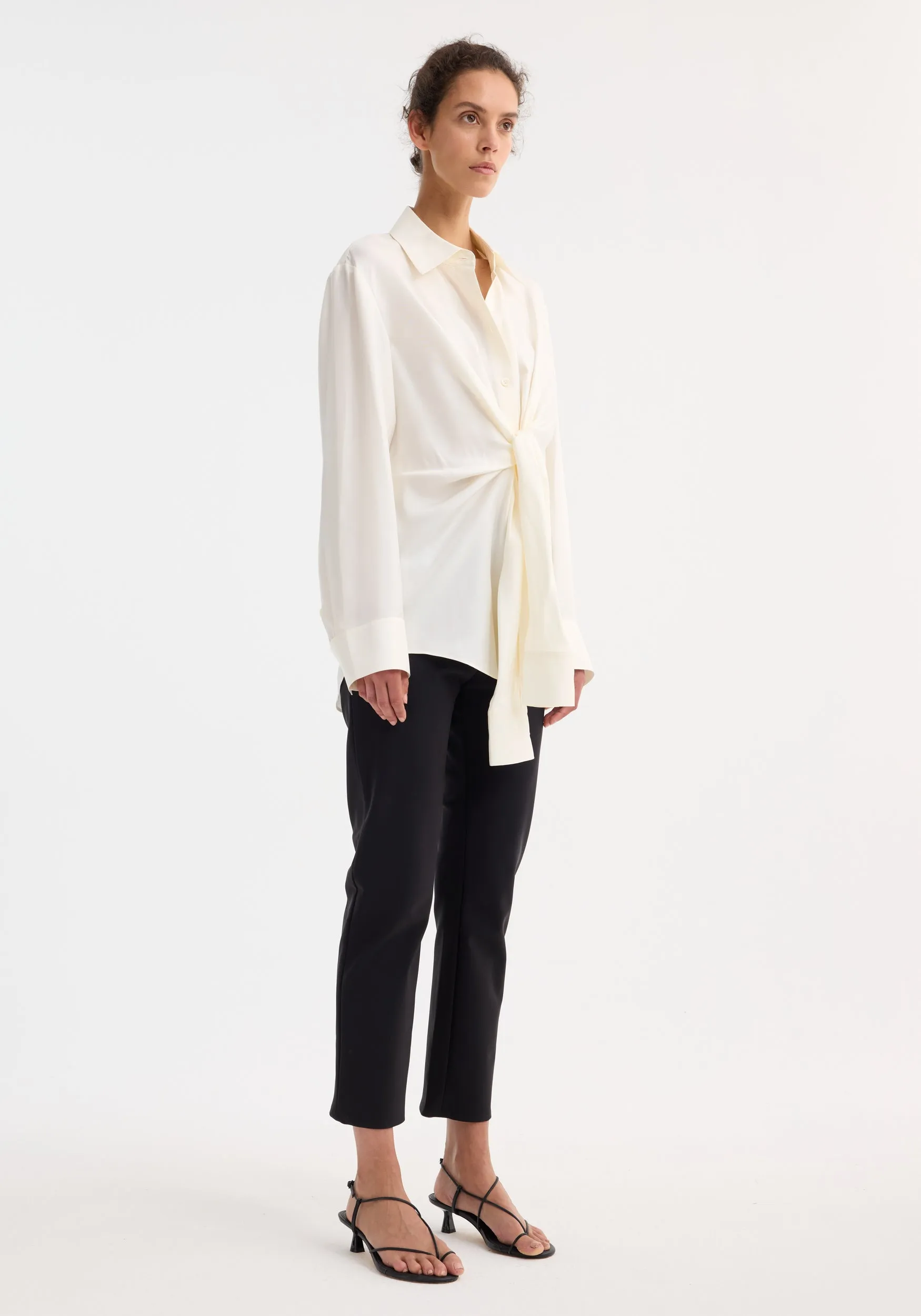 Silk knotted shirt | cream sold by Rohe product image thumbnail 3