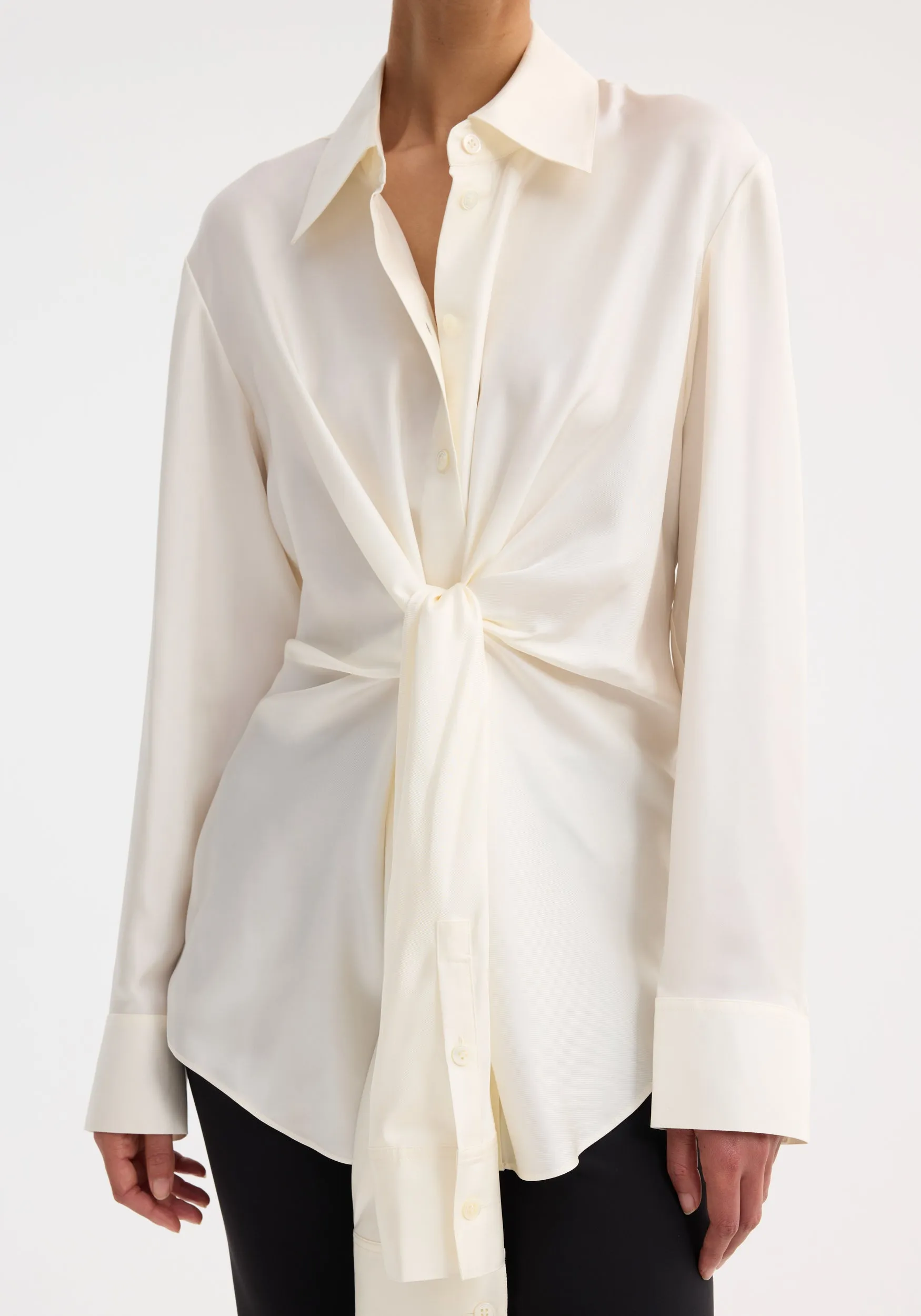 Silk knotted shirt | cream sold by Rohe product image thumbnail 2