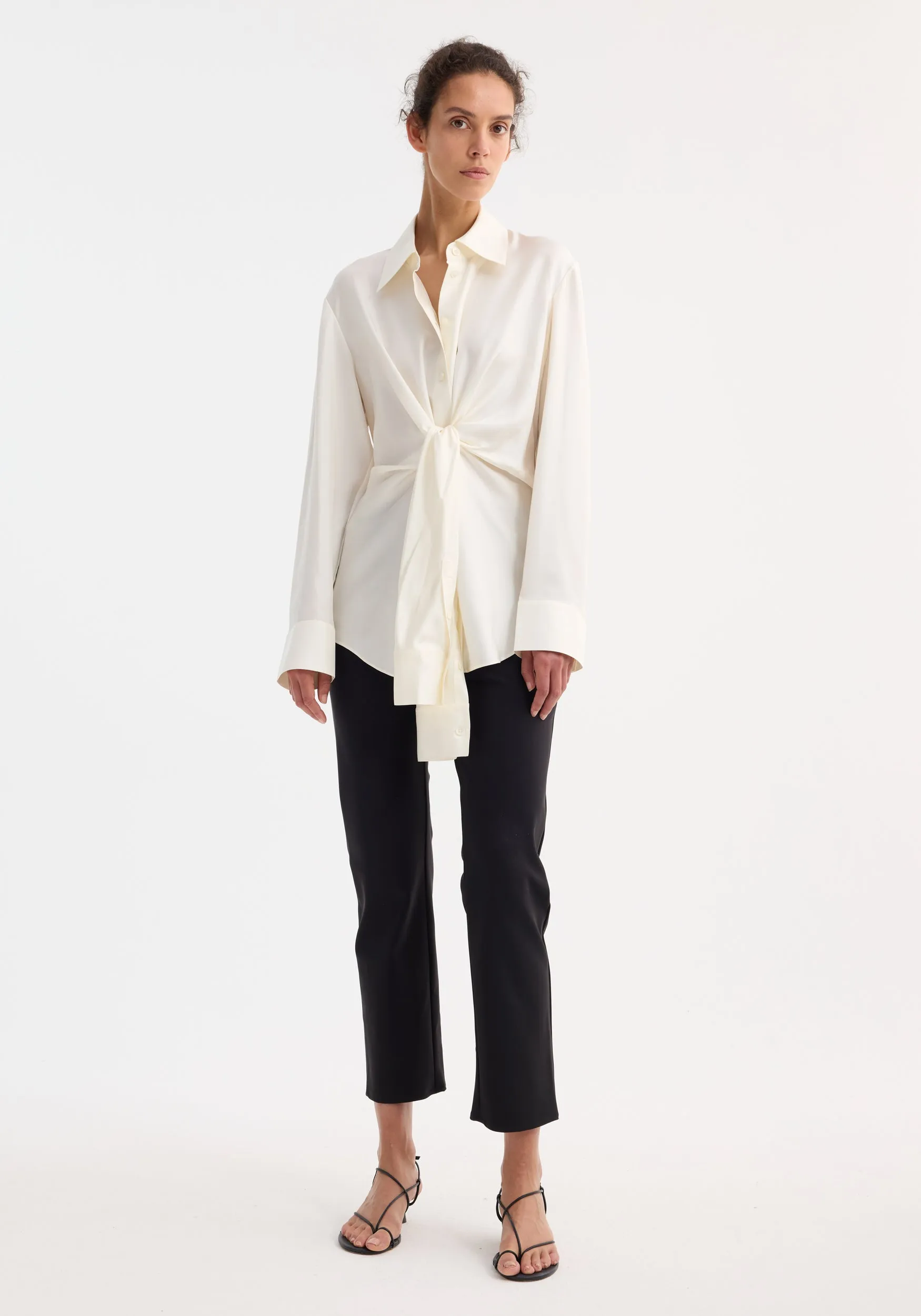 Silk knotted shirt | cream sold by Rohe