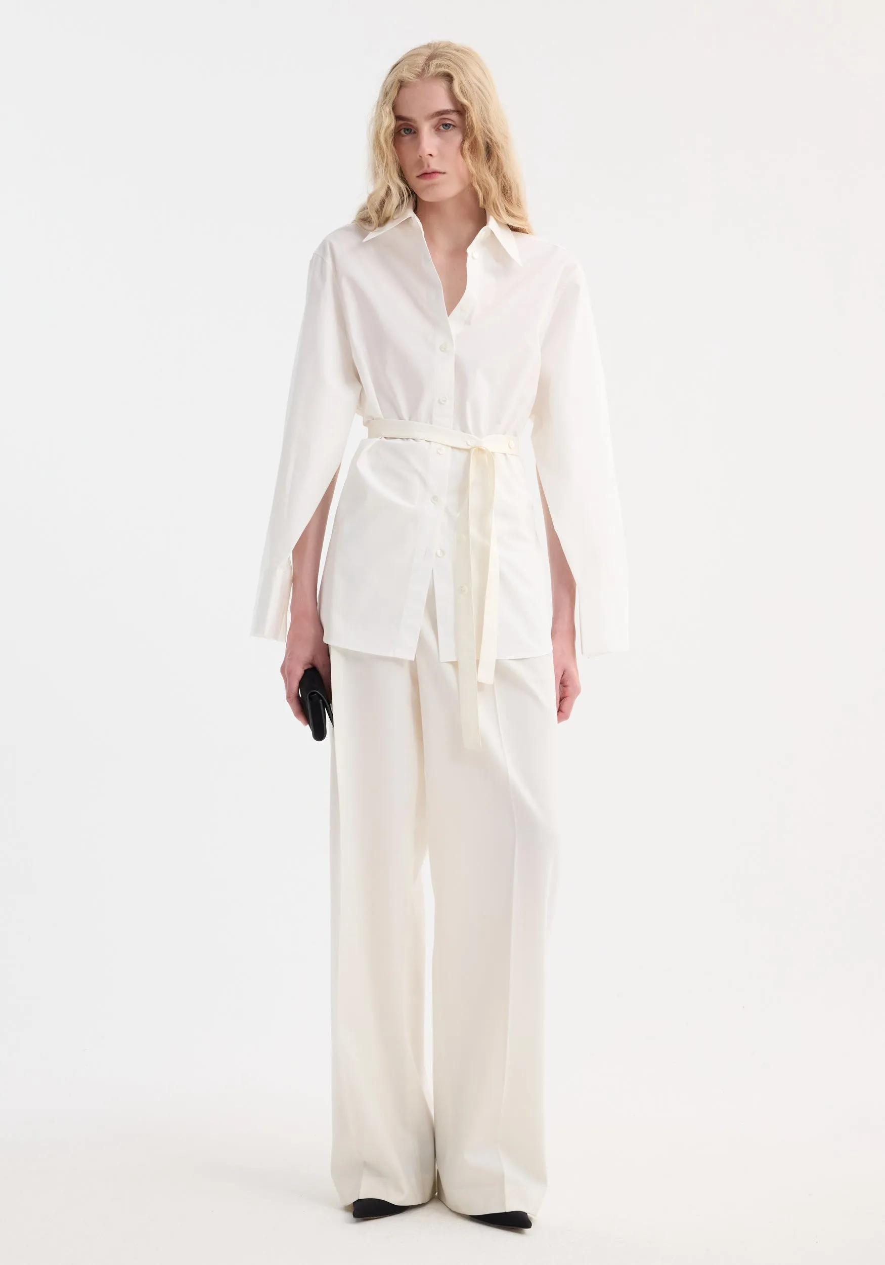 Poplin silk combined gilet-shirt | optic white sold by Rohe product image thumbnail 5