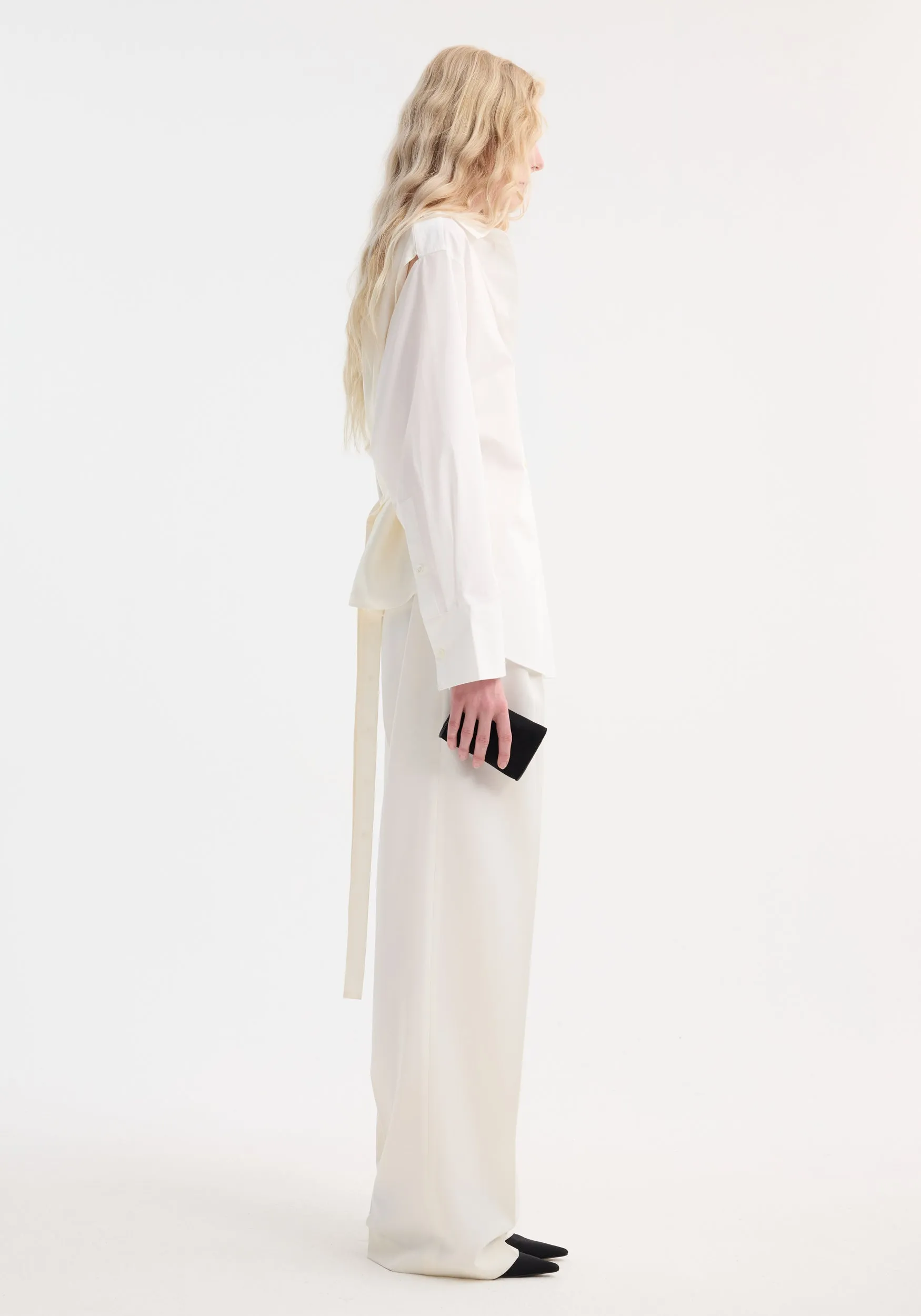 Poplin silk combined gilet-shirt | optic white sold by Rohe product image thumbnail 2