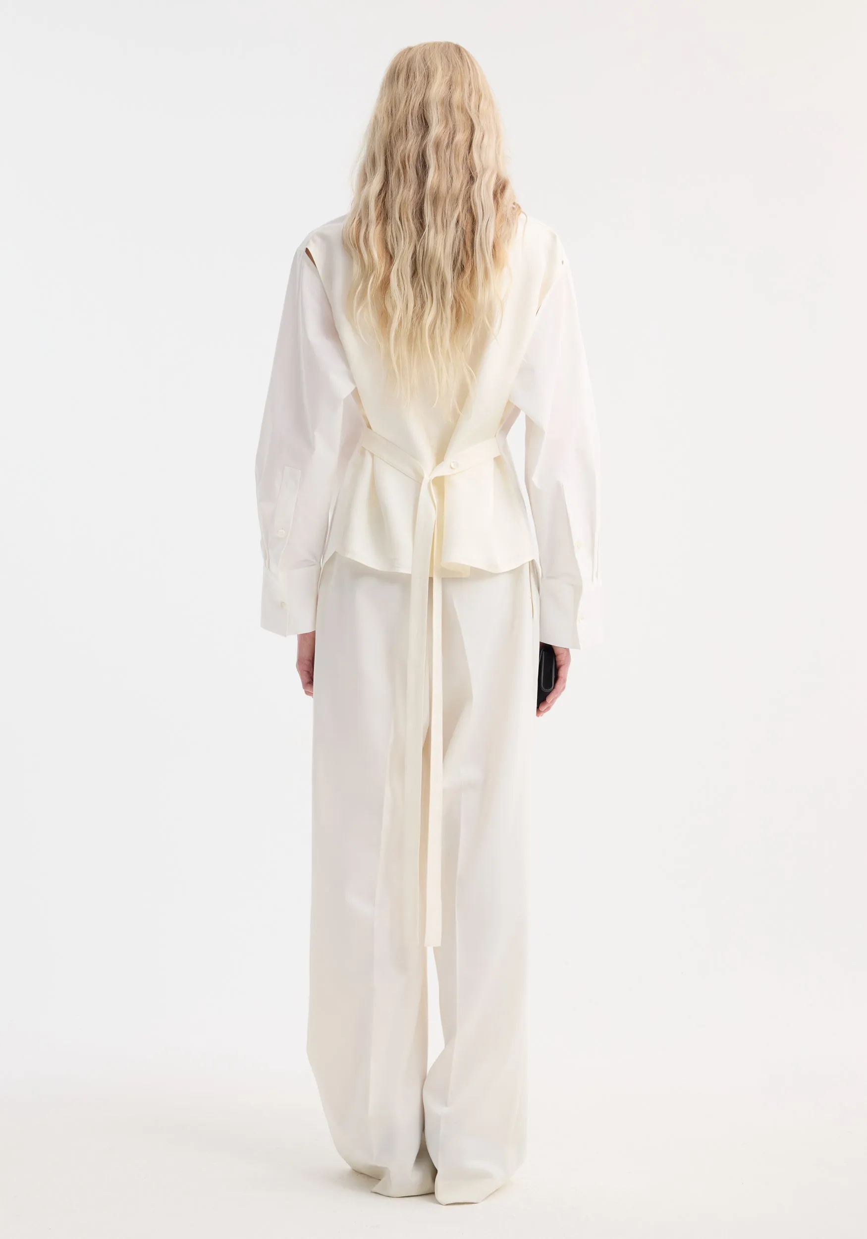 Poplin silk combined gilet-shirt | optic white sold by Rohe product image thumbnail 4