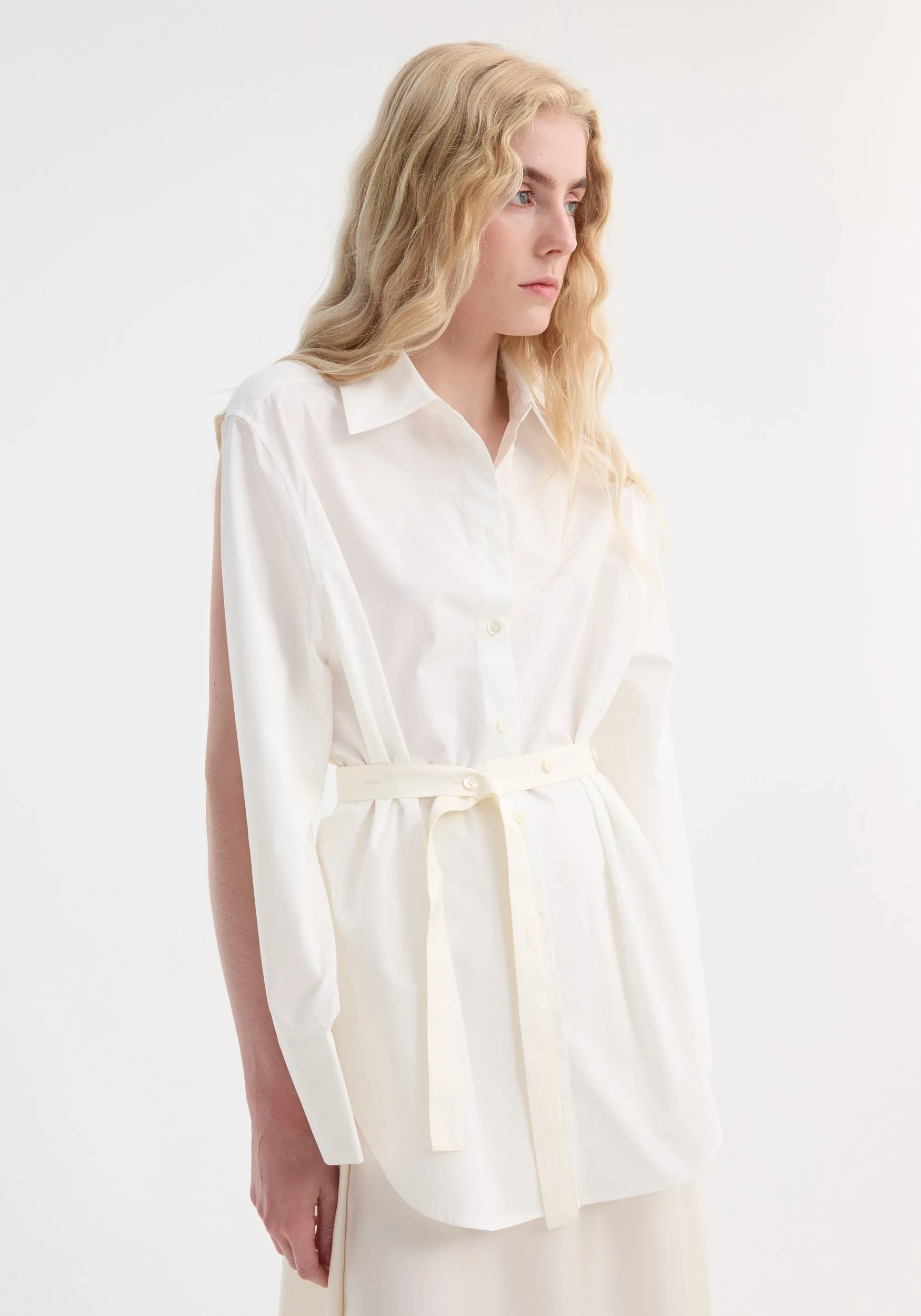 Poplin silk combined gilet-dress | optic white sold by Rohe product image thumbnail 3
