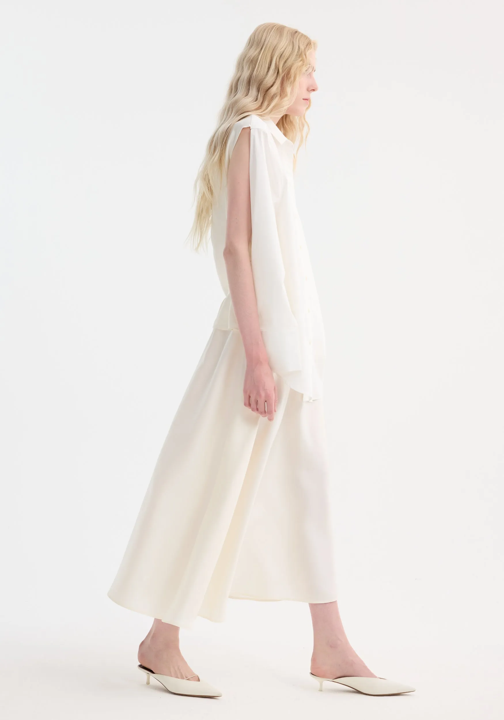 Poplin silk combined gilet-dress | optic white sold by Rohe product image thumbnail 5