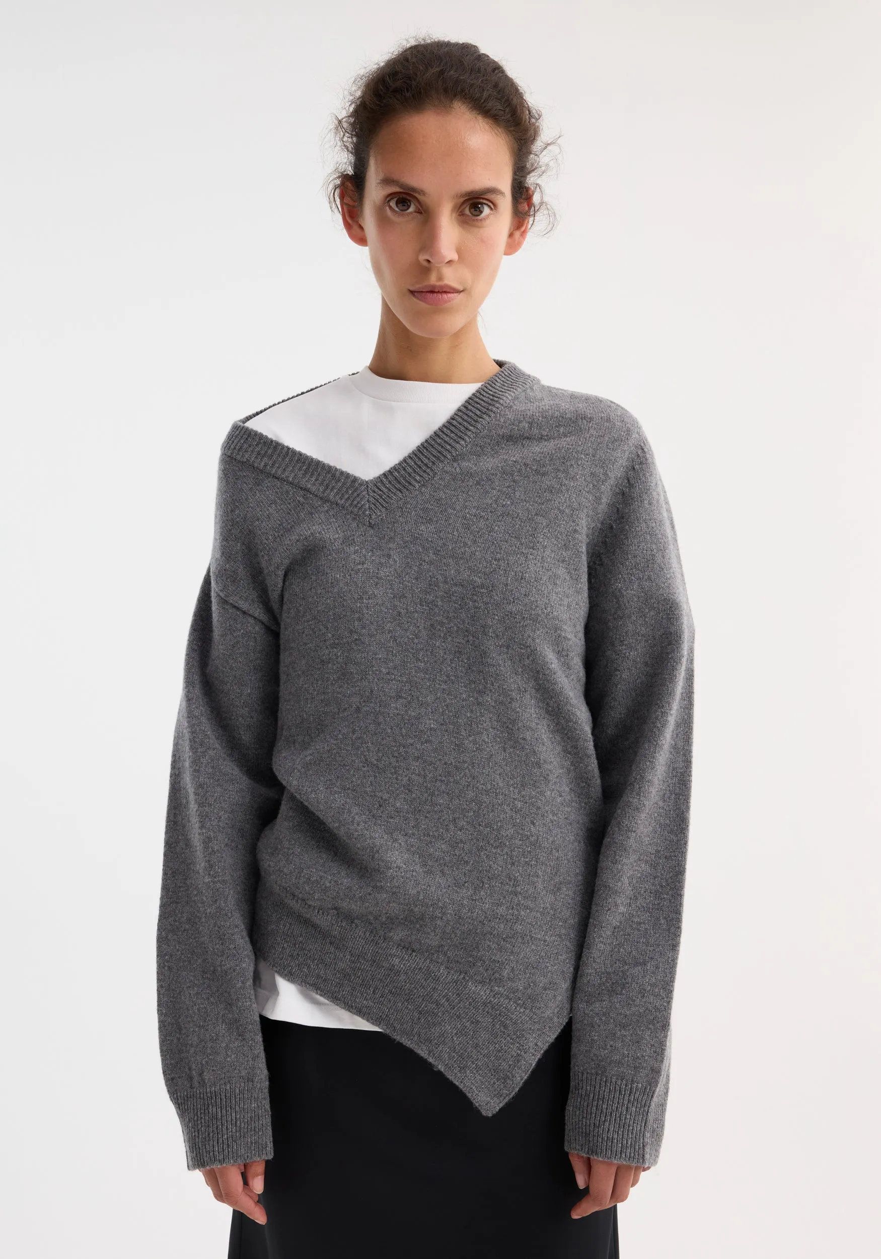 Two-way deconstructed jumper | mid grey melange sold by Rohe product image thumbnail 2