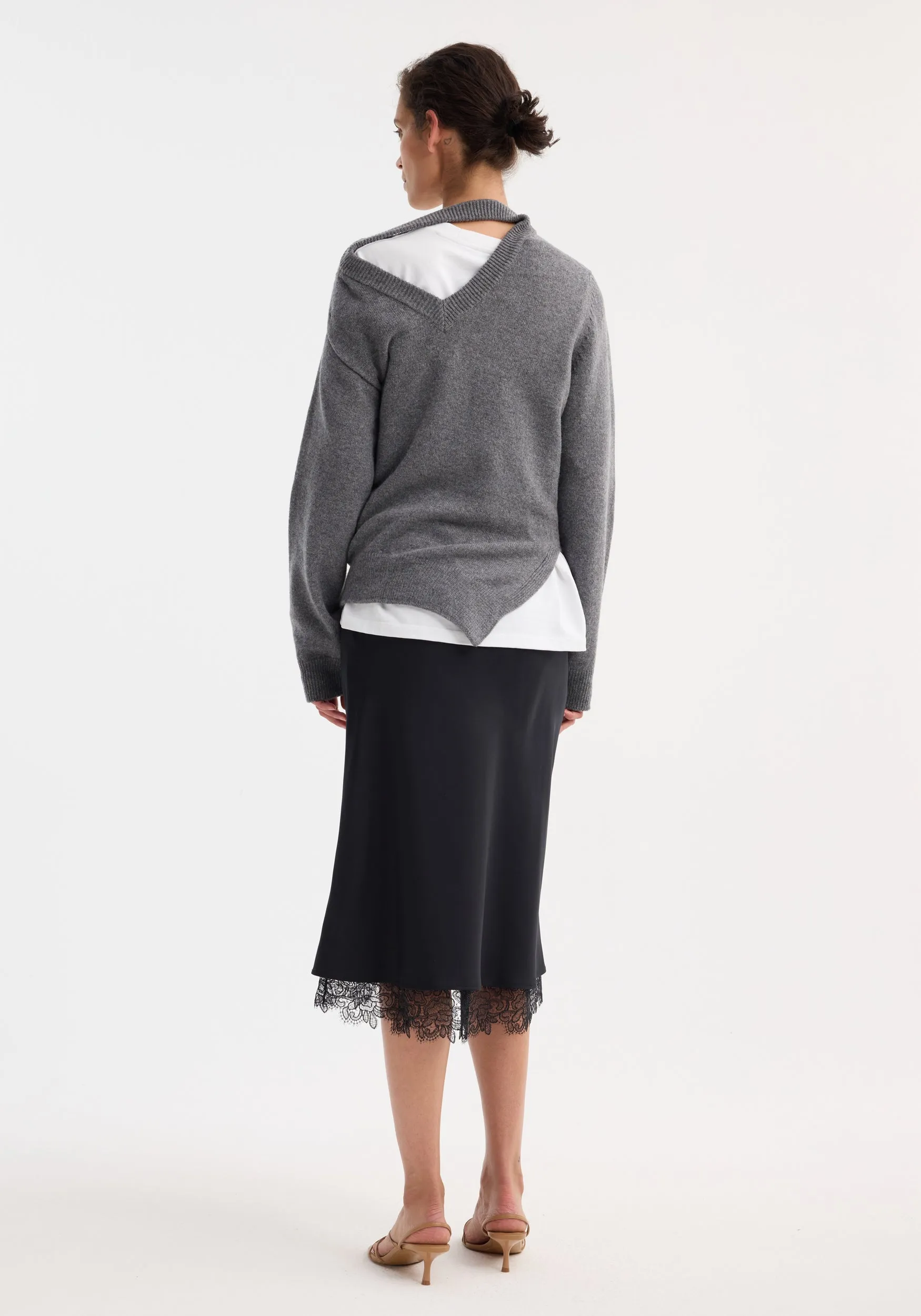 Two-way deconstructed jumper | mid grey melange sold by Rohe product image thumbnail 4