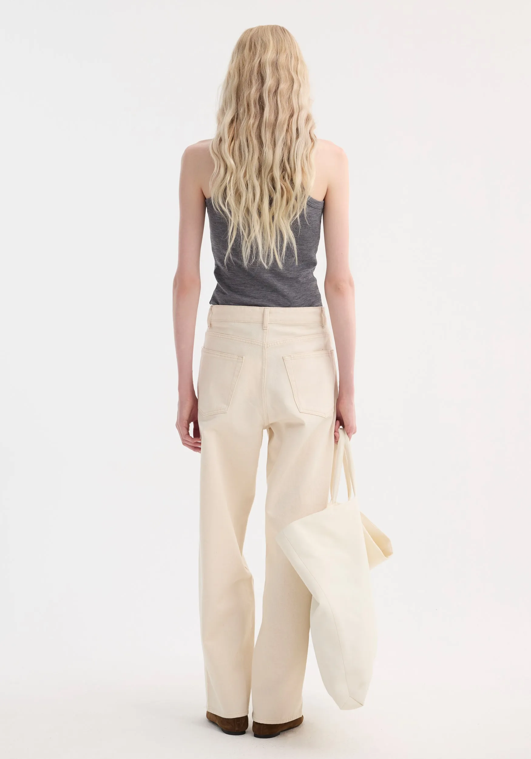 Racerback merino jersey top | mid grey melange sold by Rohe product image thumbnail 3