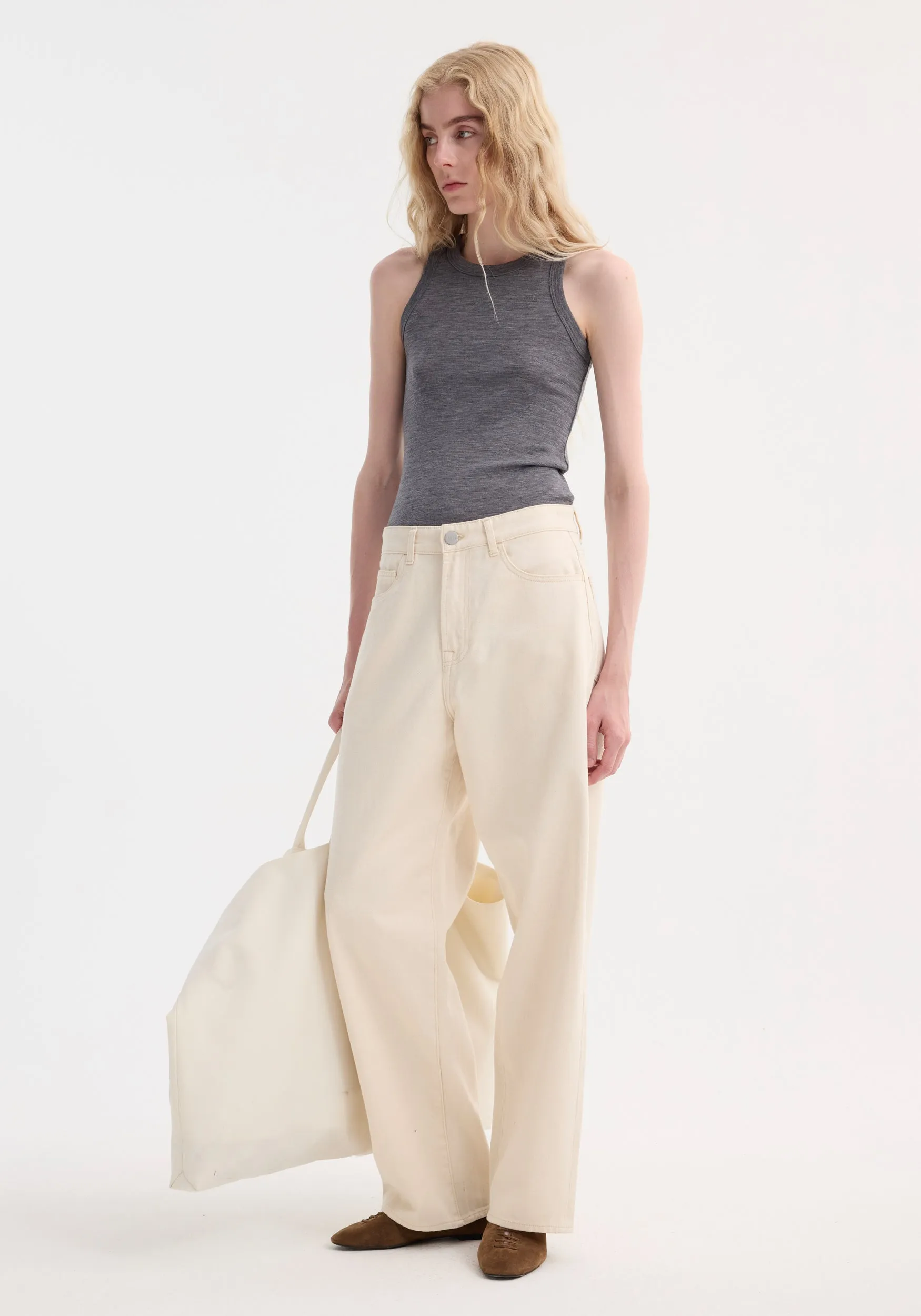 Racerback merino jersey top | mid grey melange sold by Rohe product image thumbnail 2