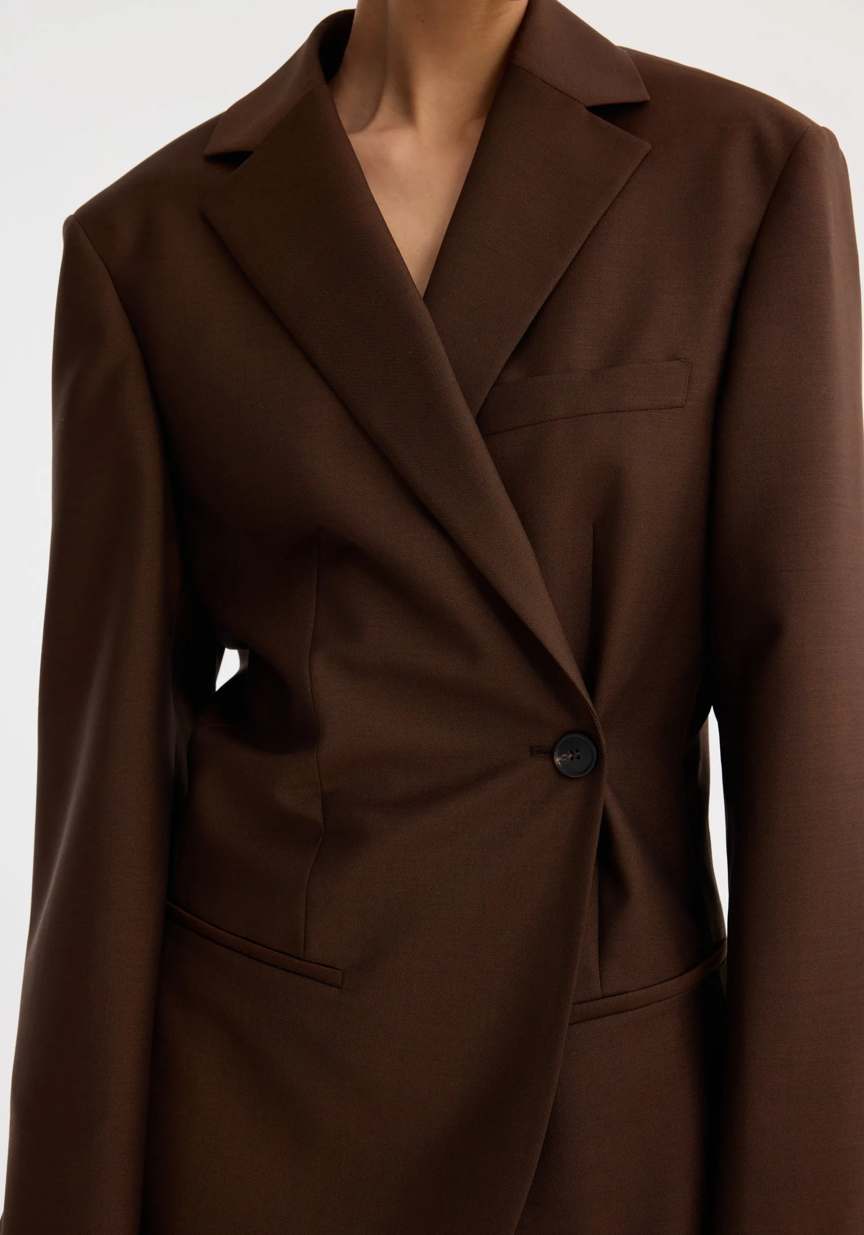 Dual tone piqué overlap suit jacket | mahogany sold by Rohe product image thumbnail 4